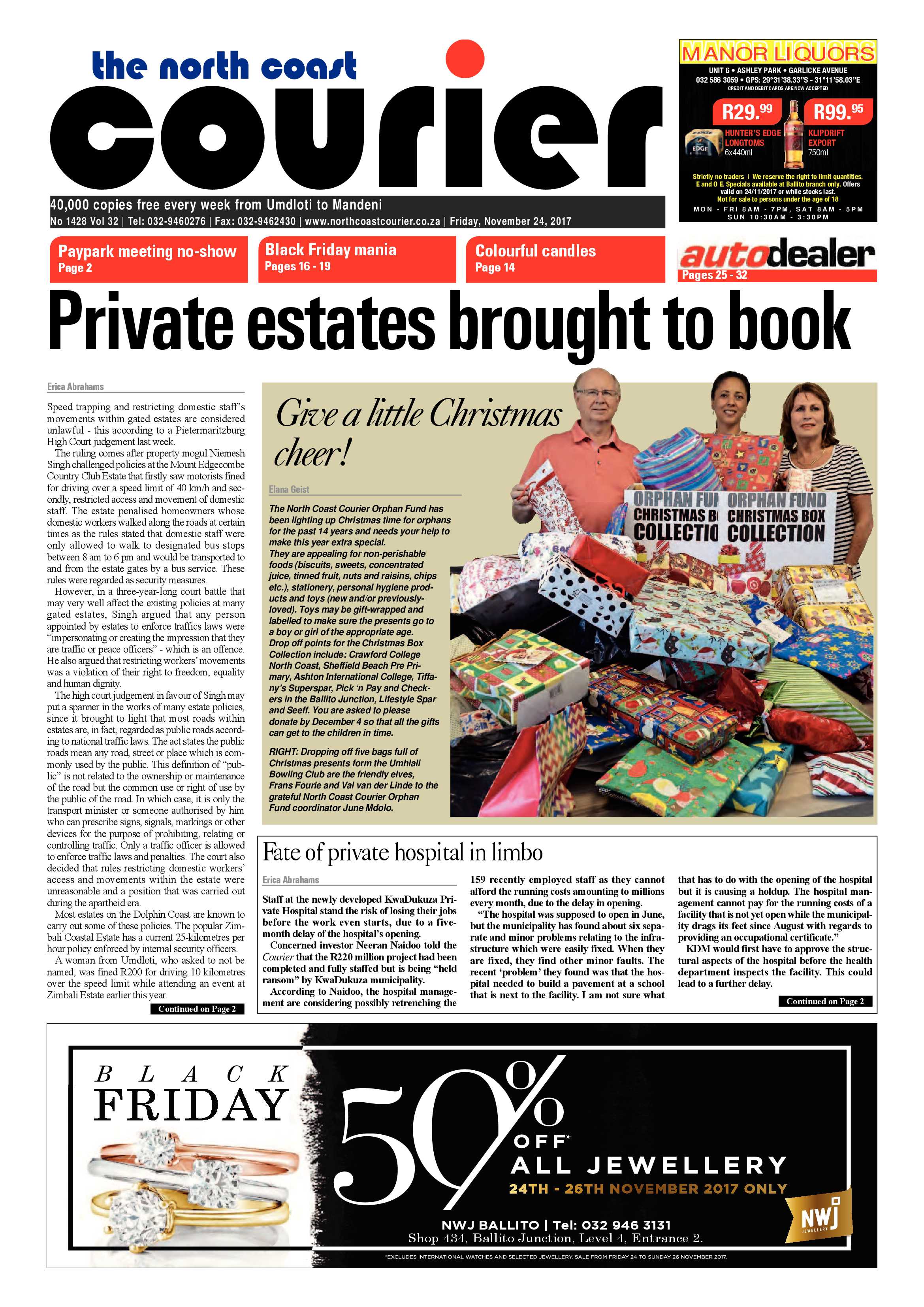 The North Coast Courier – 24 November 2017 page 1