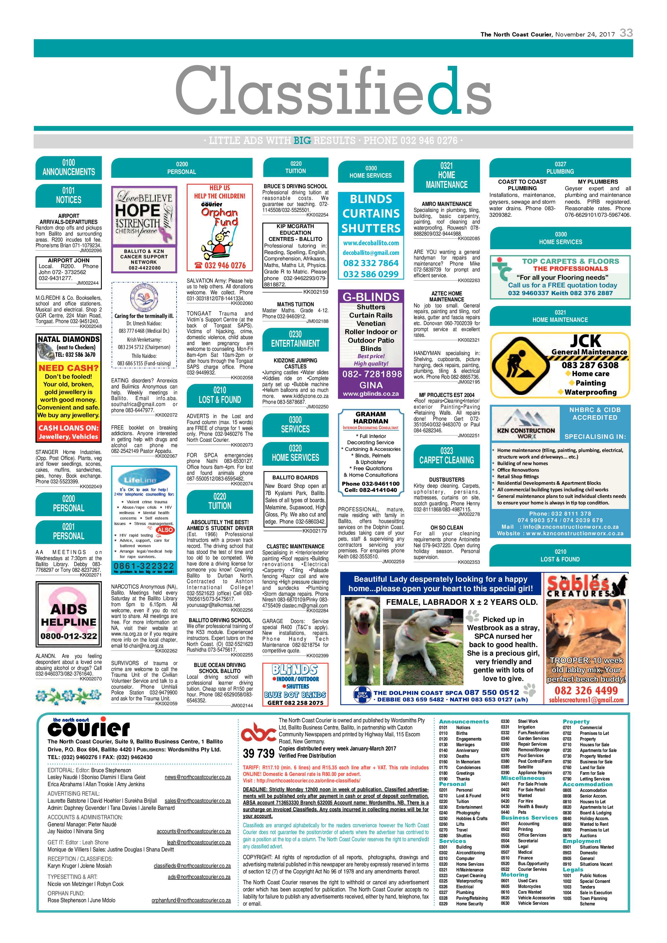 The North Coast Courier – 24 November 2017 page 33