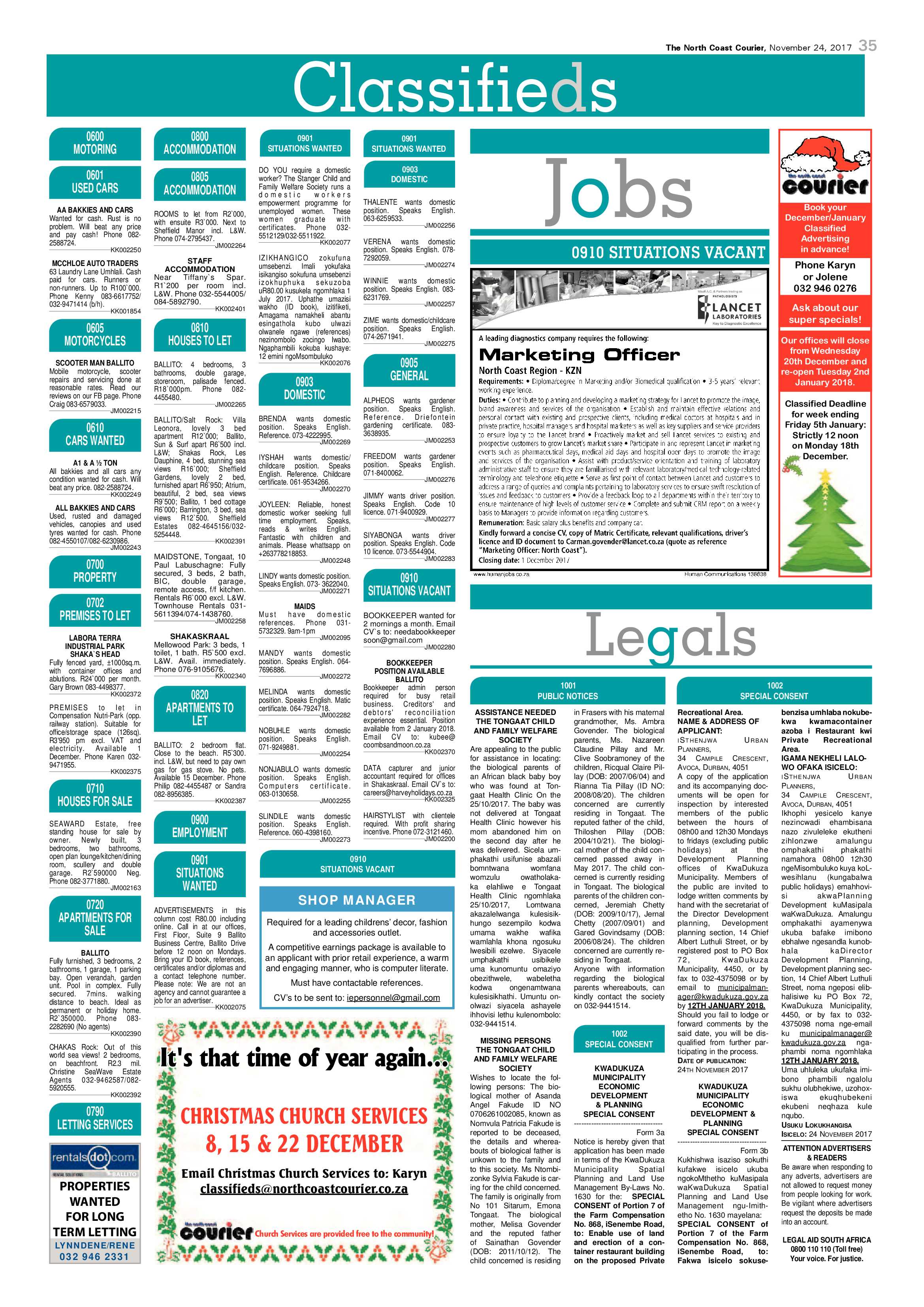 The North Coast Courier – 24 November 2017 page 35