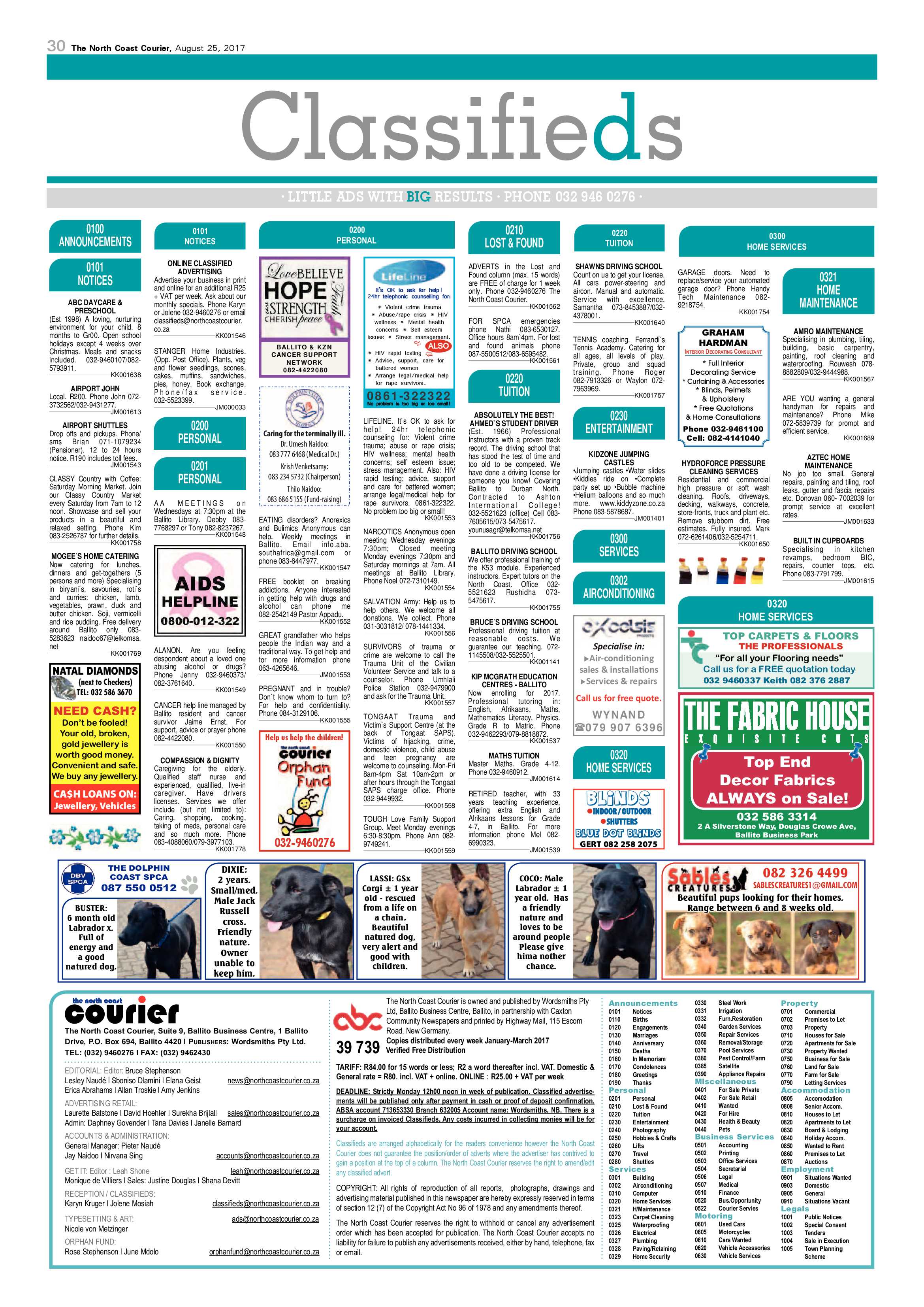 The North Coast Courier – 25 August 2017 page 30