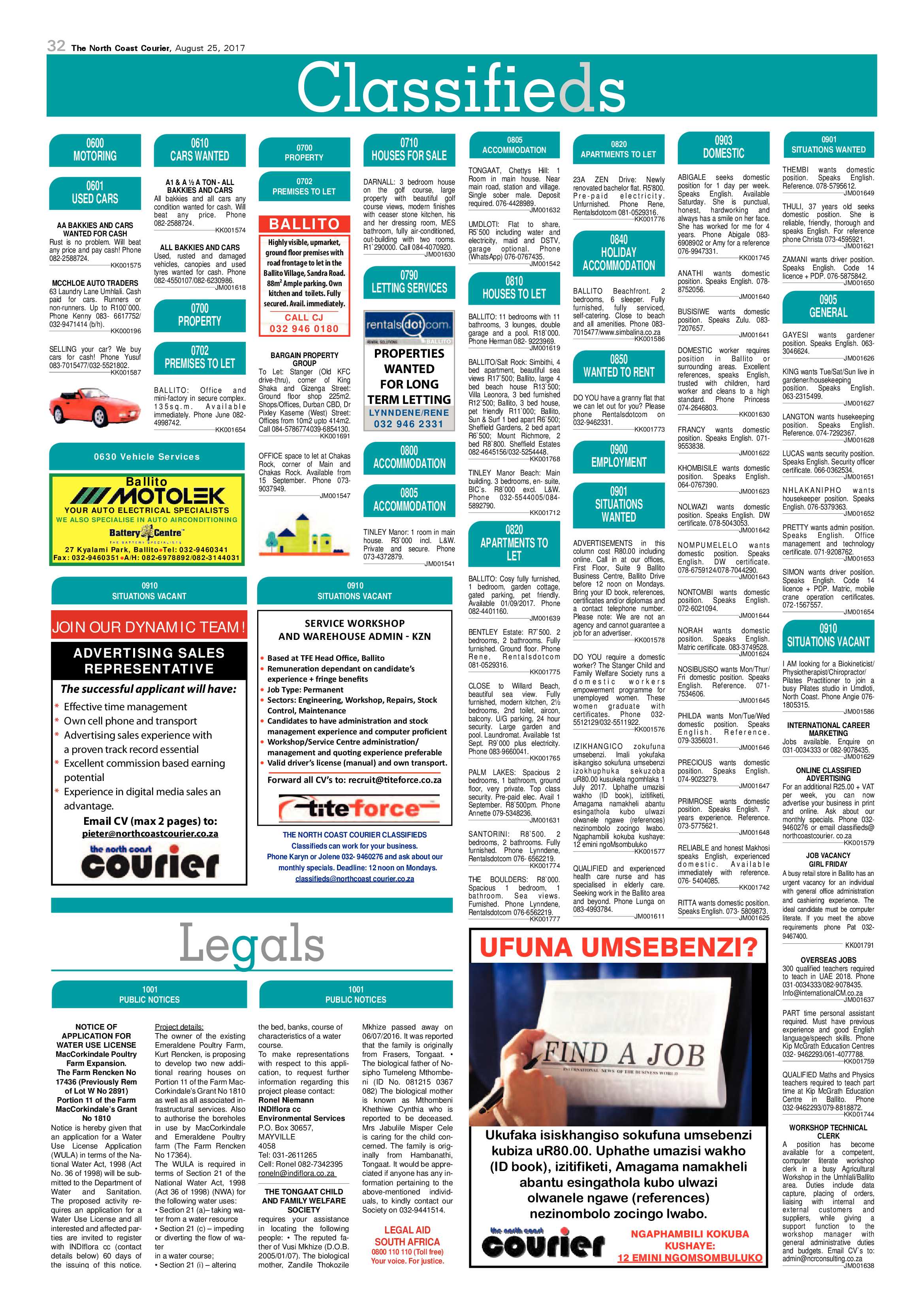 The North Coast Courier – 25 August 2017 page 32