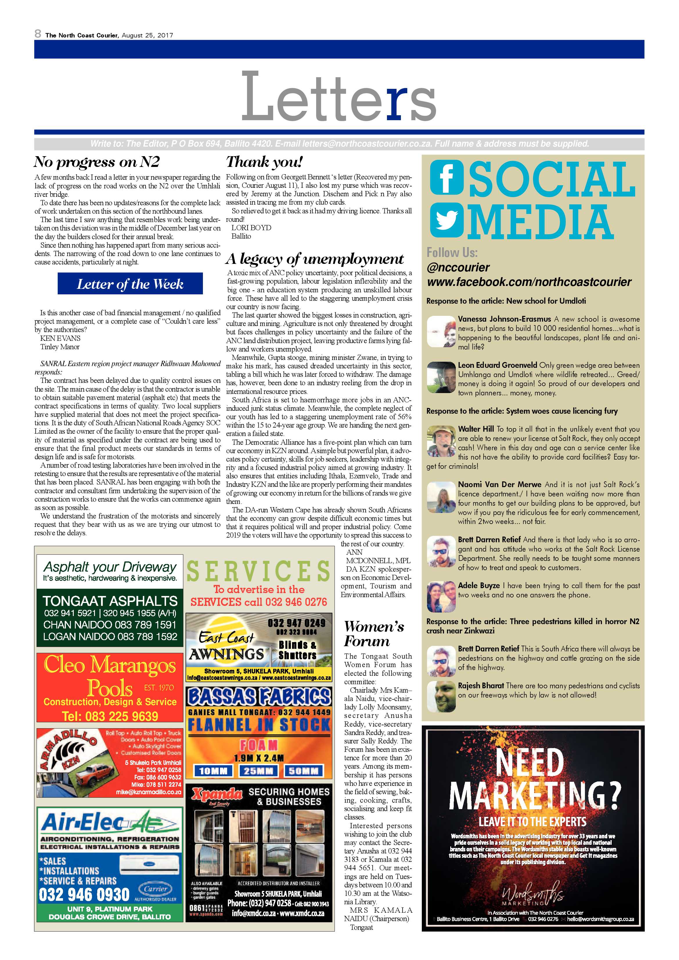 The North Coast Courier – 25 August 2017 page 8