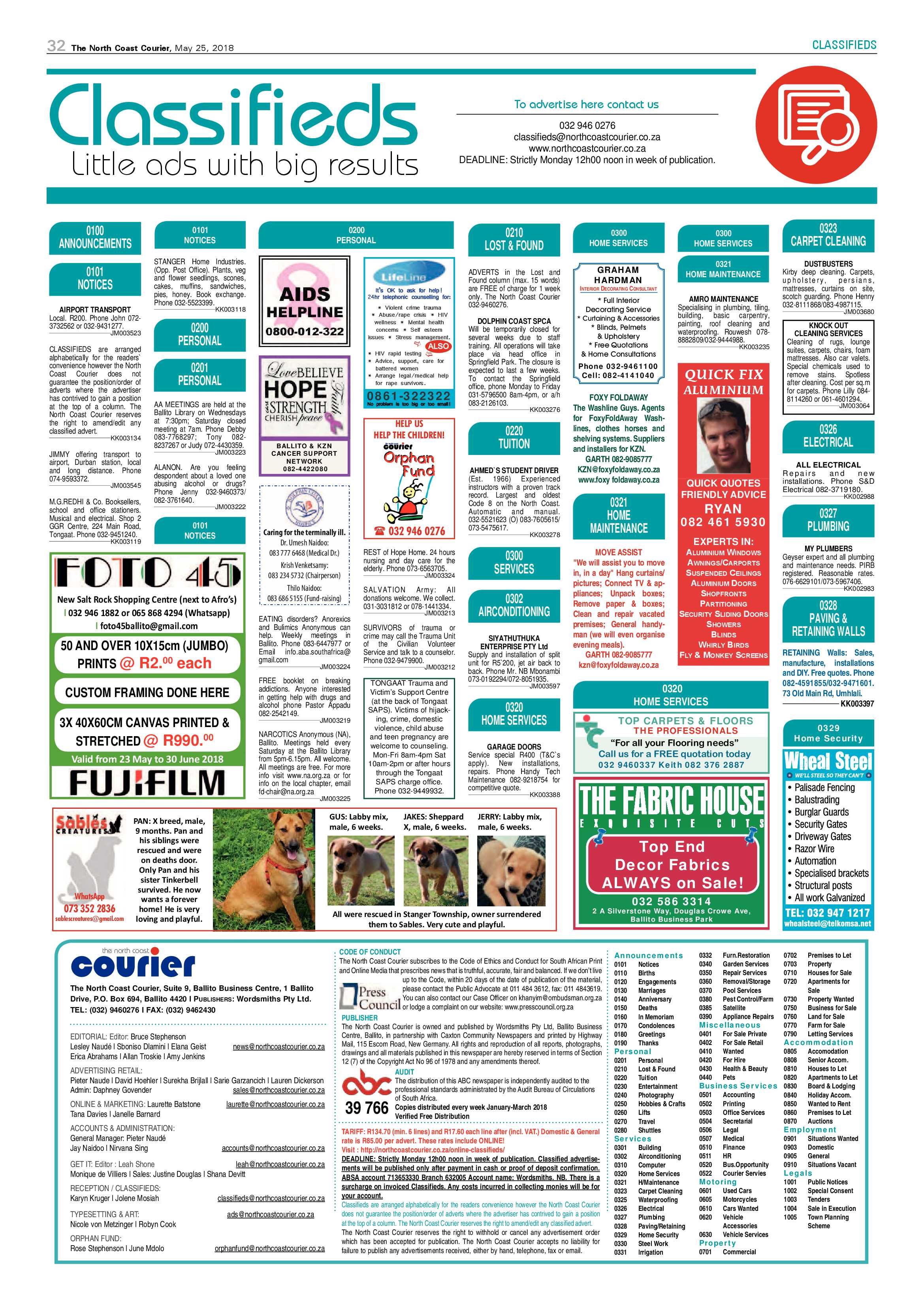 The North Coast Courier – 25 May 2018 page 32