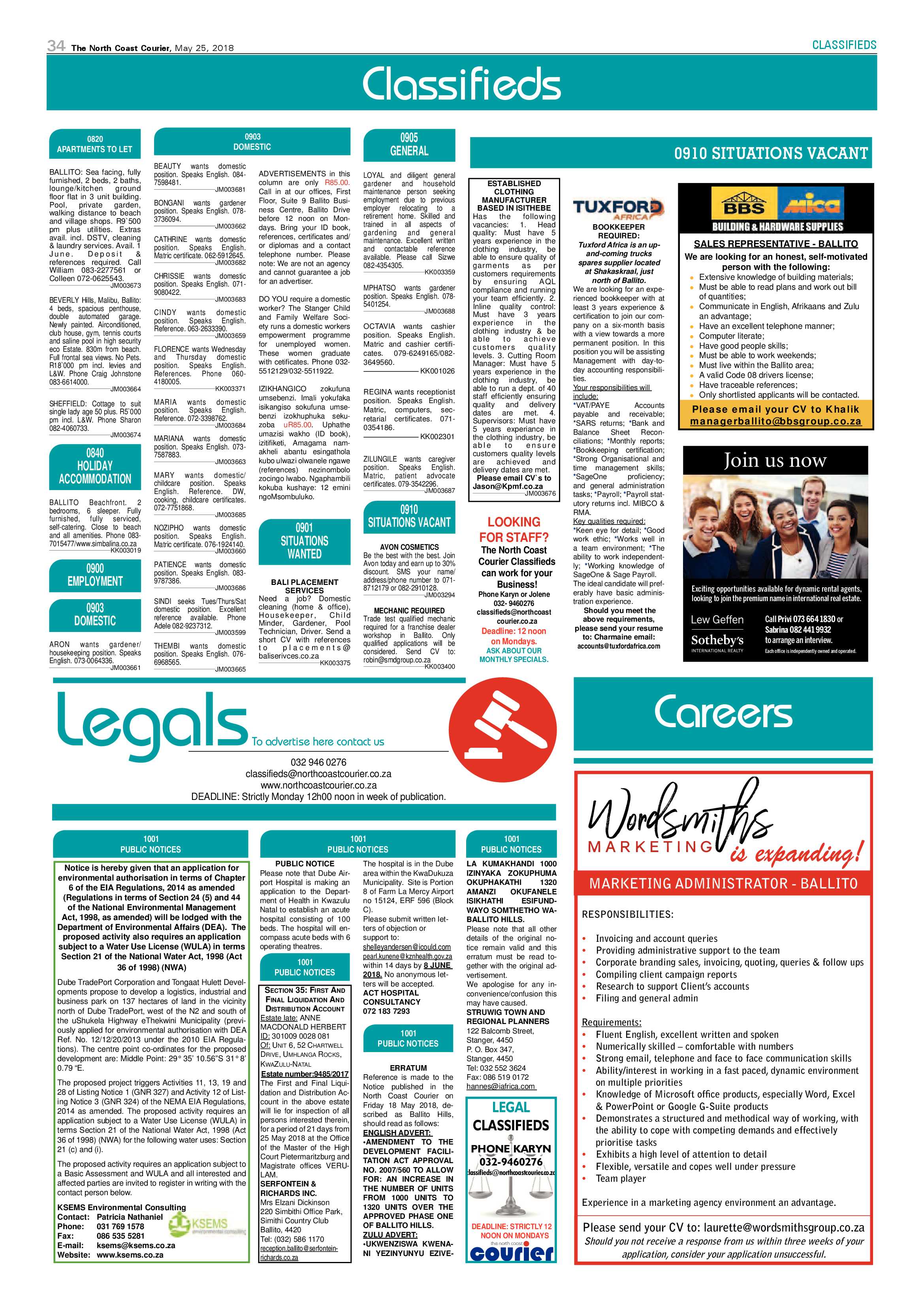 The North Coast Courier – 25 May 2018 page 34
