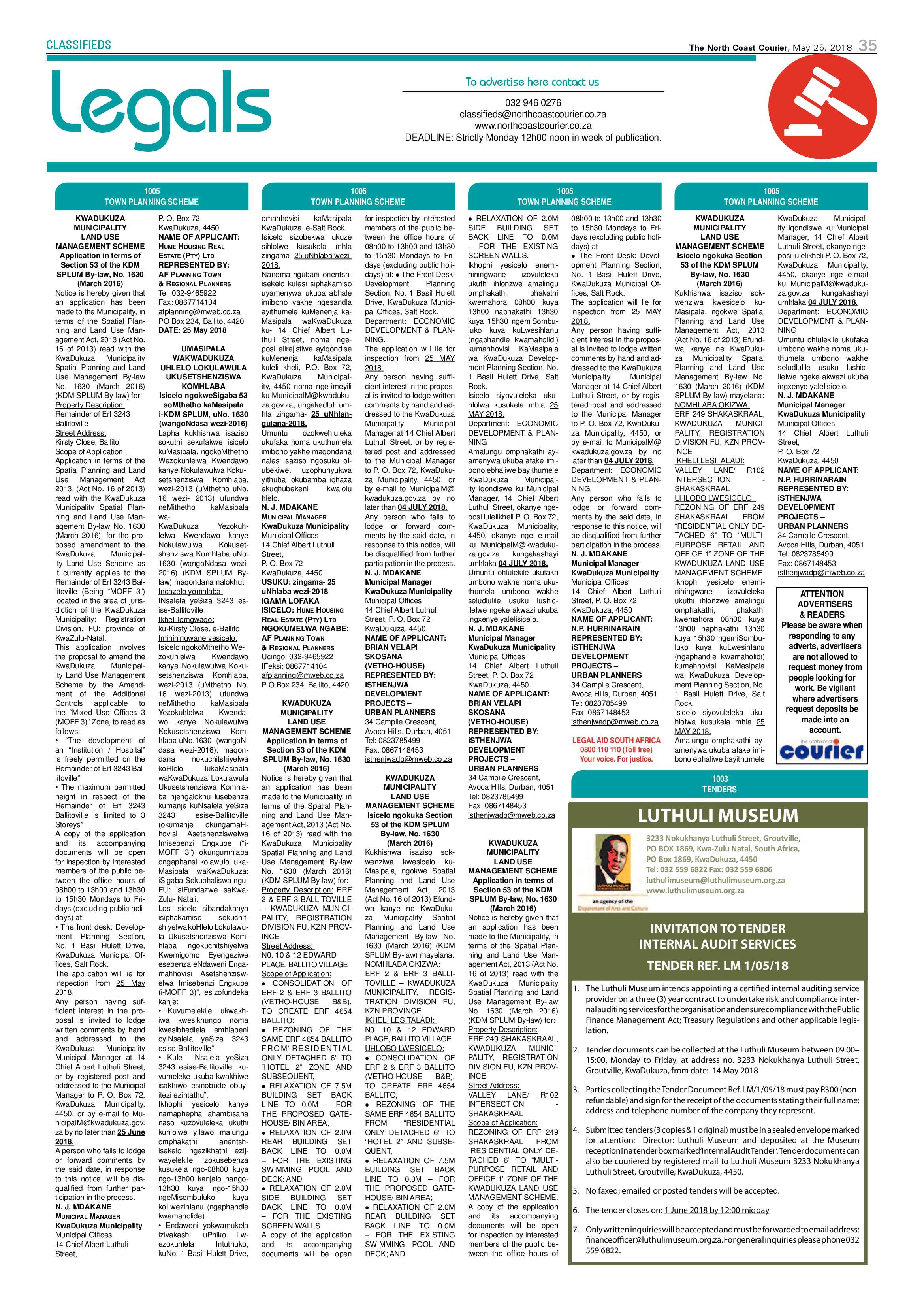 The North Coast Courier – 25 May 2018 page 35
