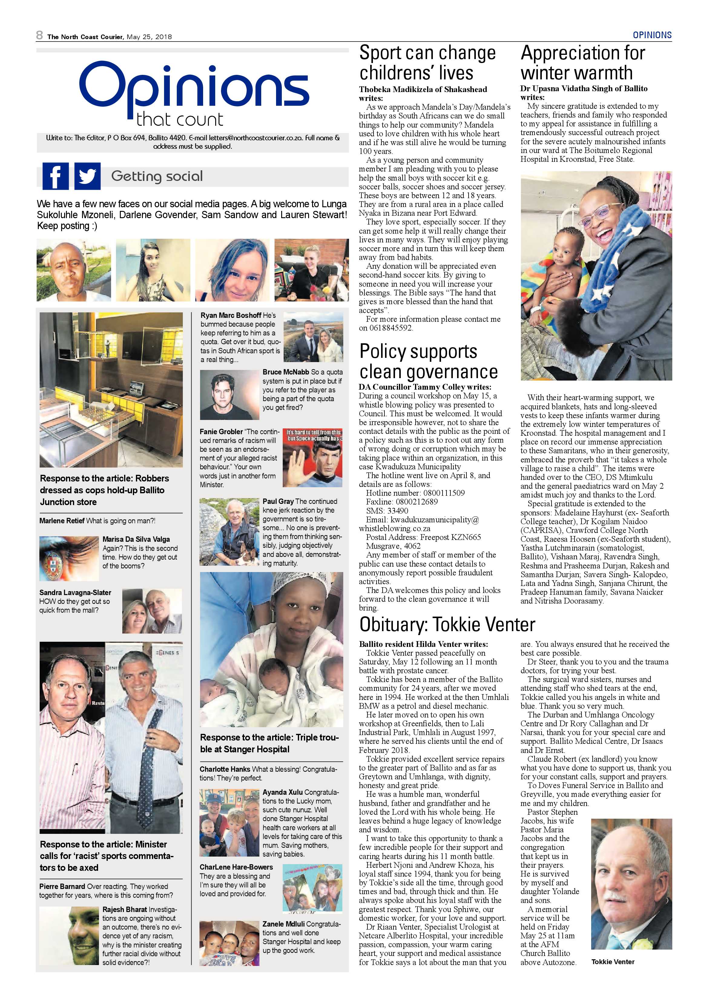 The North Coast Courier – 25 May 2018 page 8