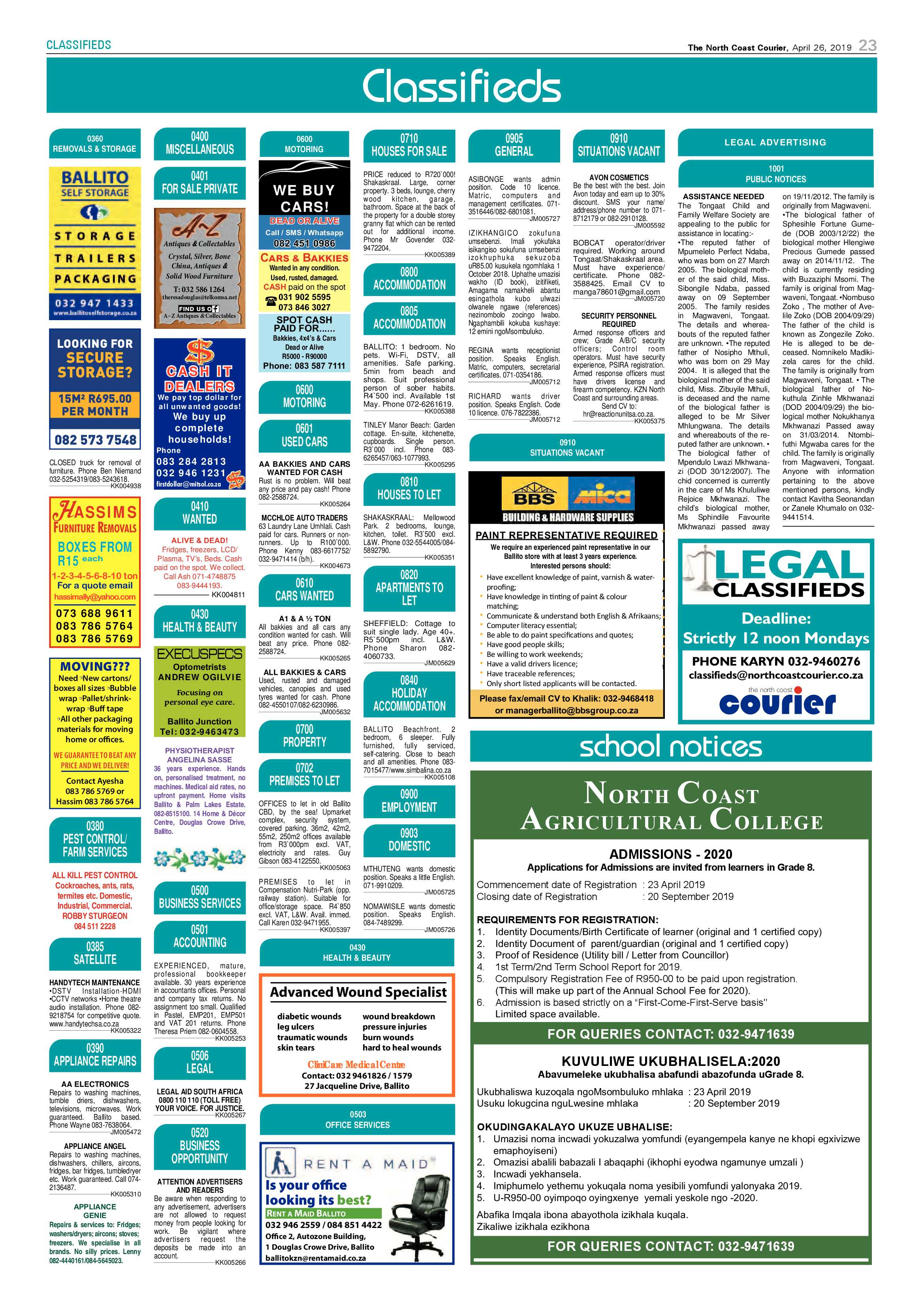 The North Coast Courier – 26 April 2019 page 23