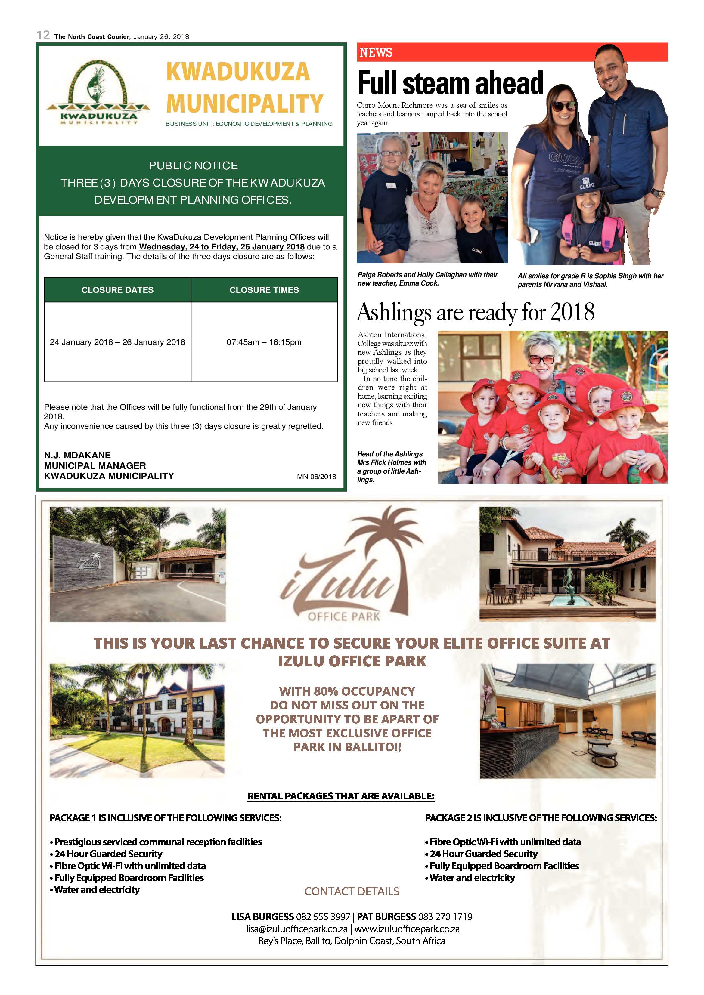 The North Coast Courier – 26 January 2018 page 12