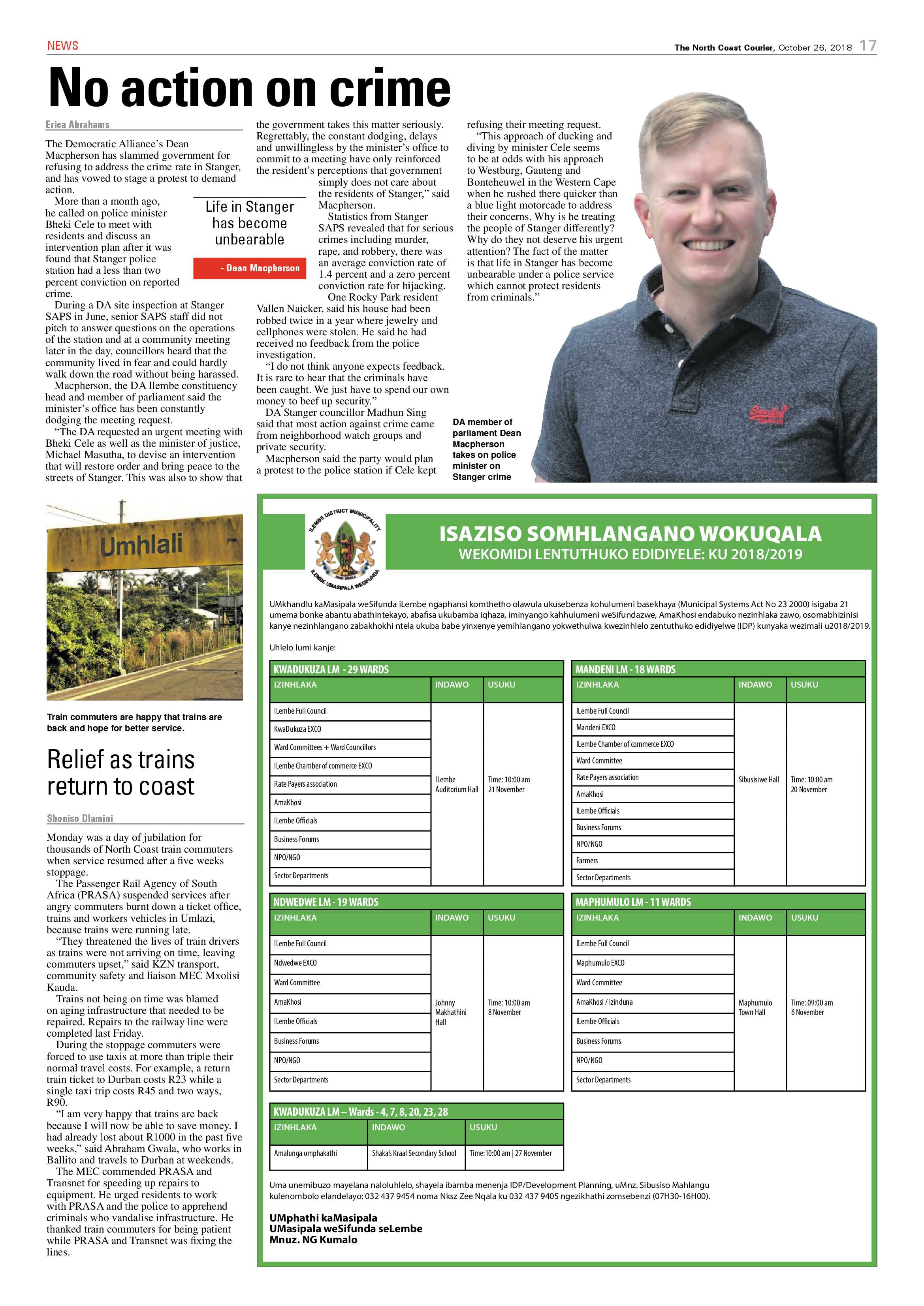 The North Coast Courier – 26 October 2018 page 17