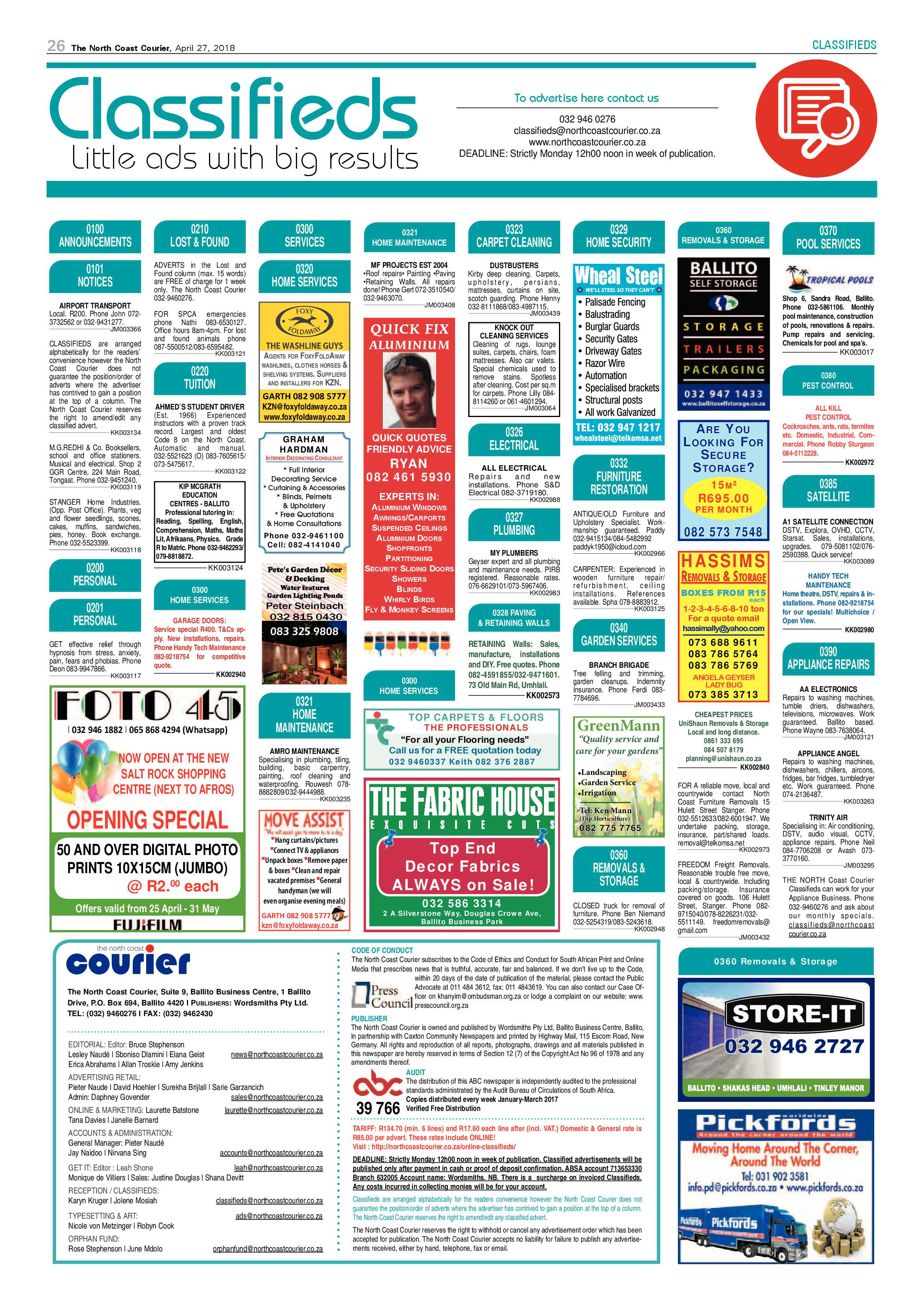 The North Coast Courier – 27 April 2018 page 26