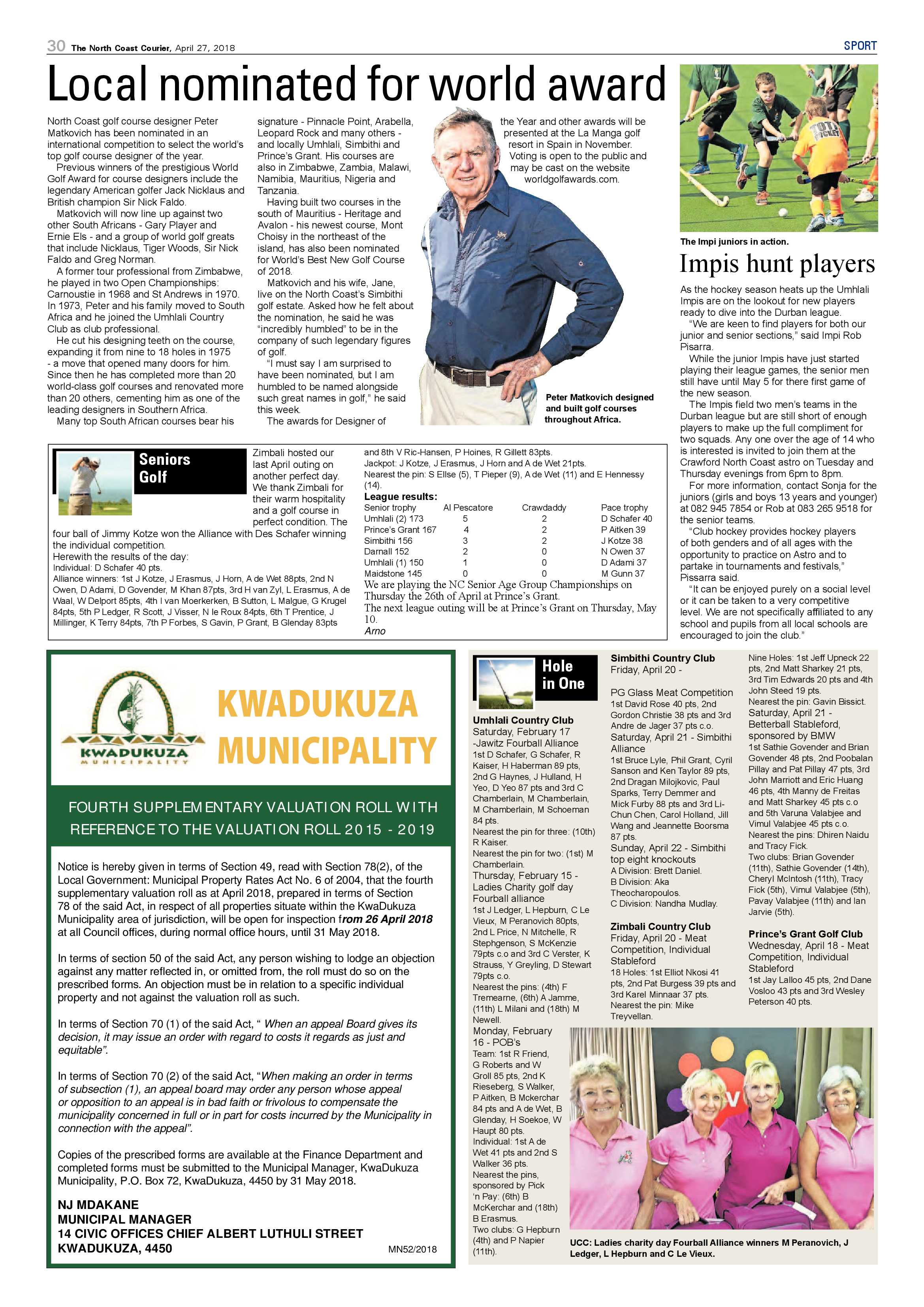 The North Coast Courier – 27 April 2018 page 30