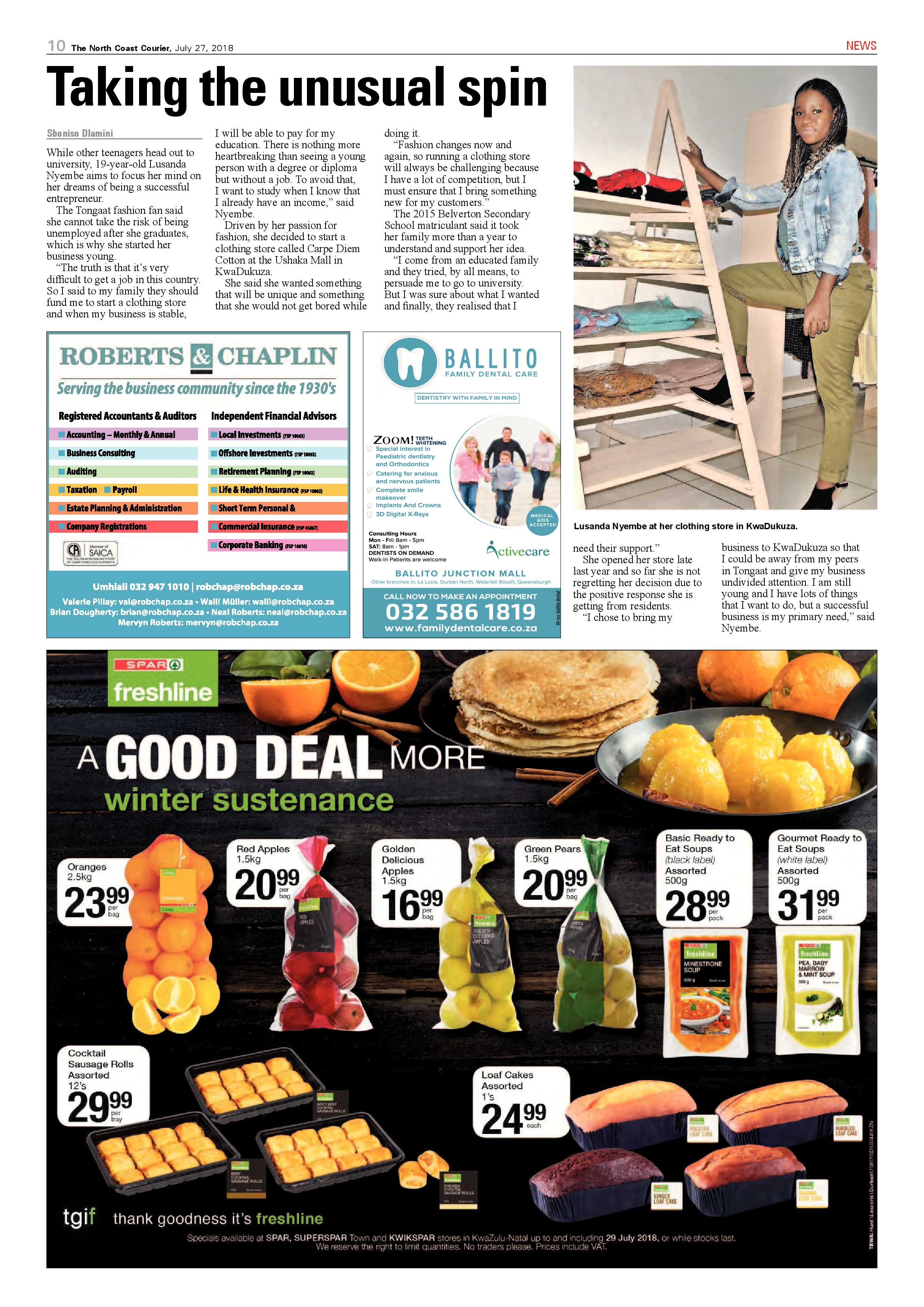 The North Coast Courier – 27 July 2018 page 10