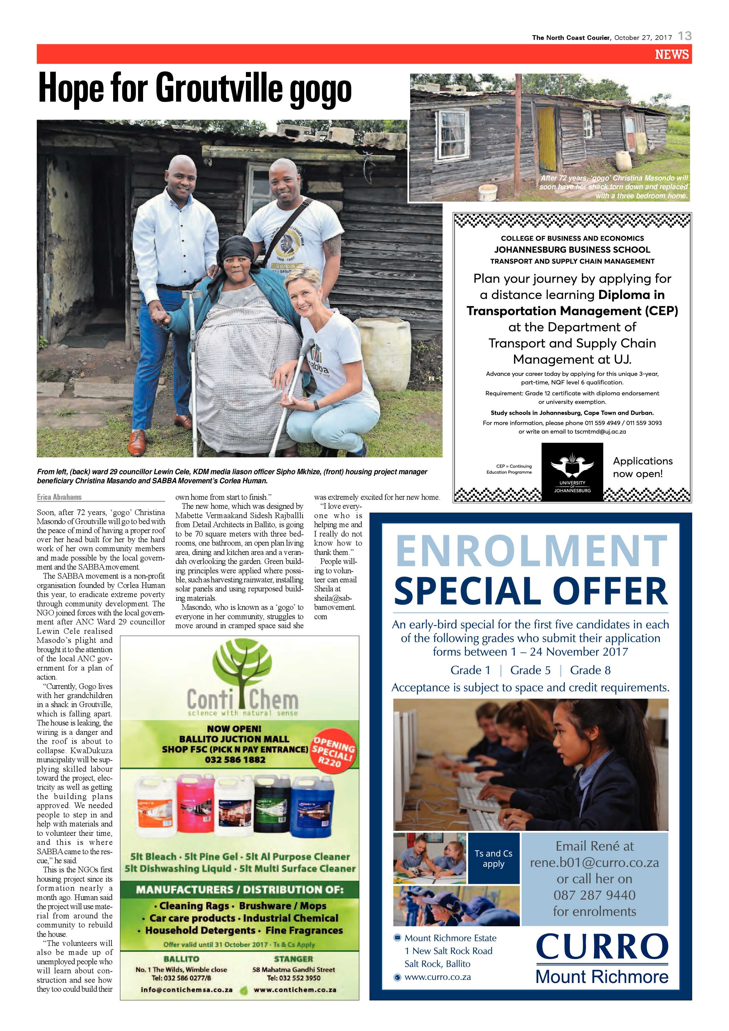 The North Coast Courier – 27 October 2017 page 13