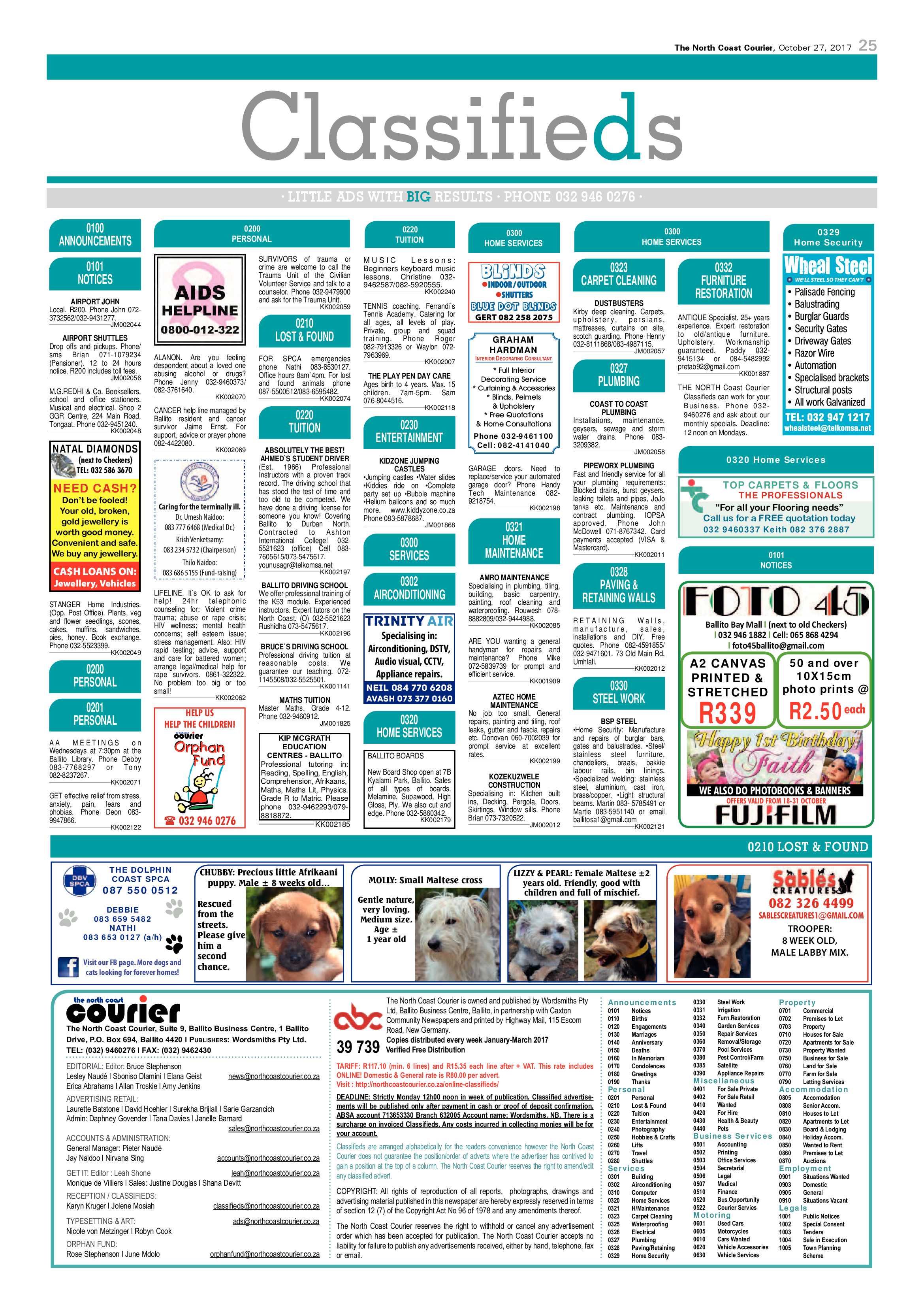 The North Coast Courier – 27 October 2017 page 25