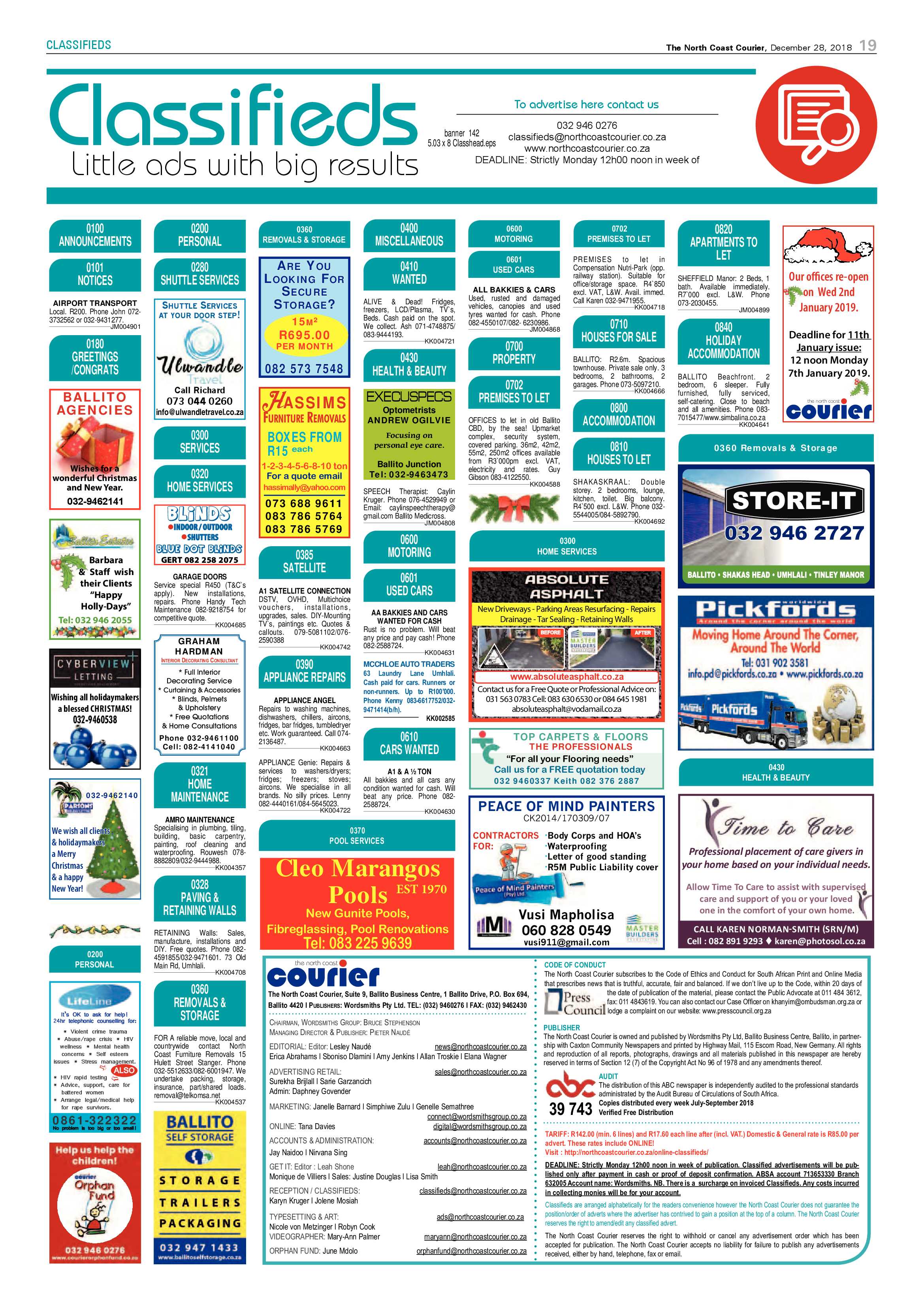 The North Coast Courier – 28 December 2018 page 19