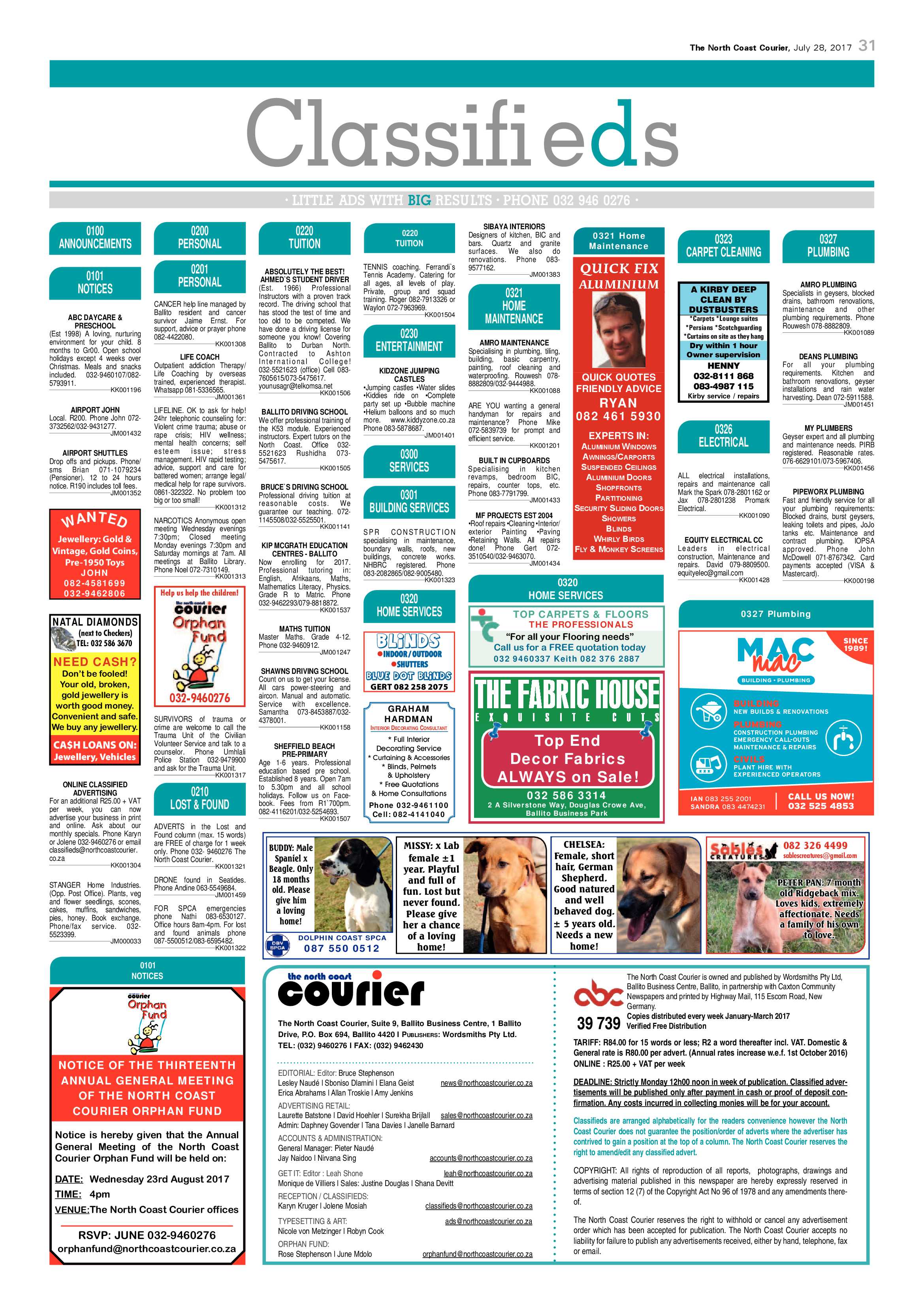 The North Coast Courier – 28 July 2017 page 31