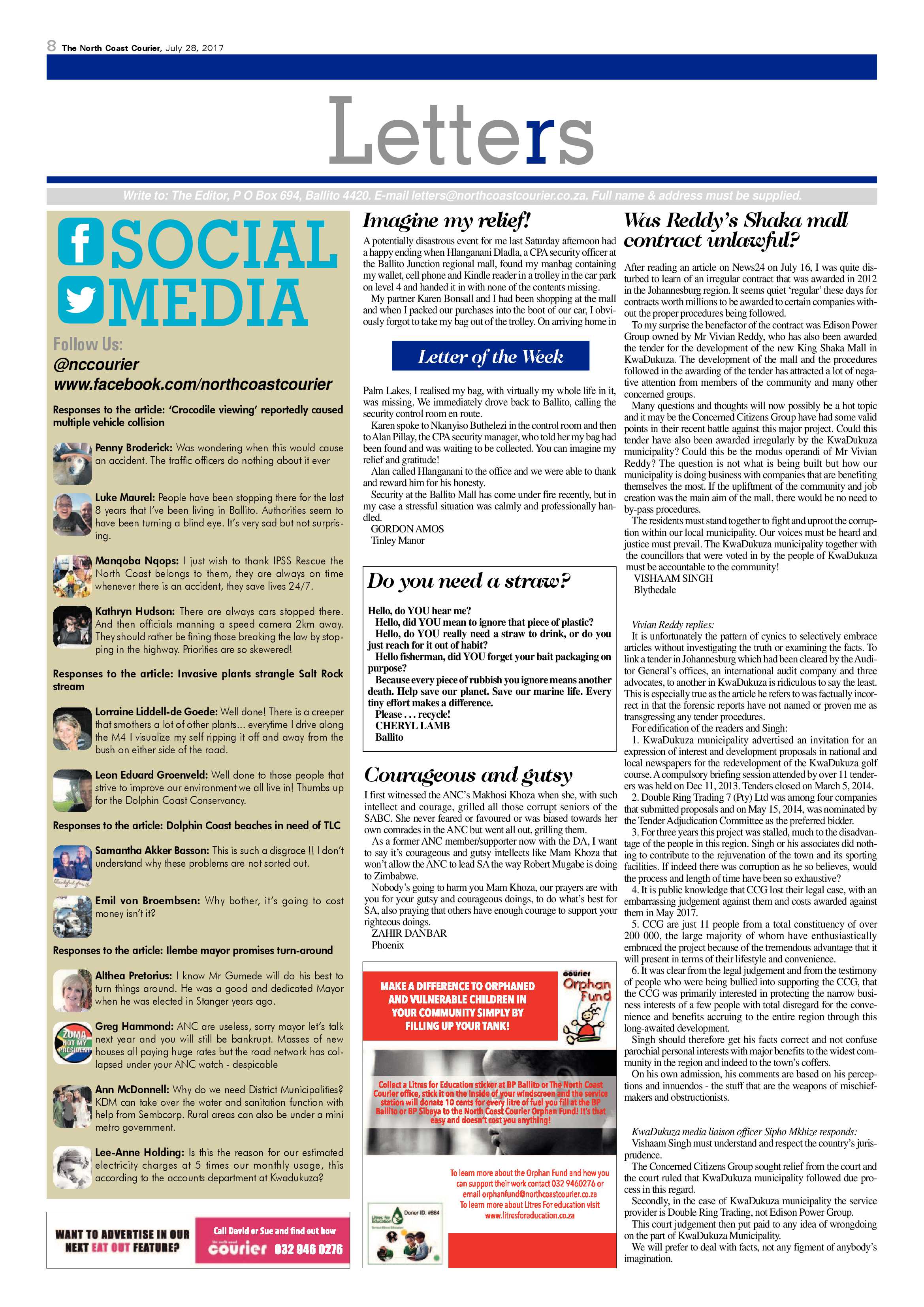The North Coast Courier – 28 July 2017 page 8