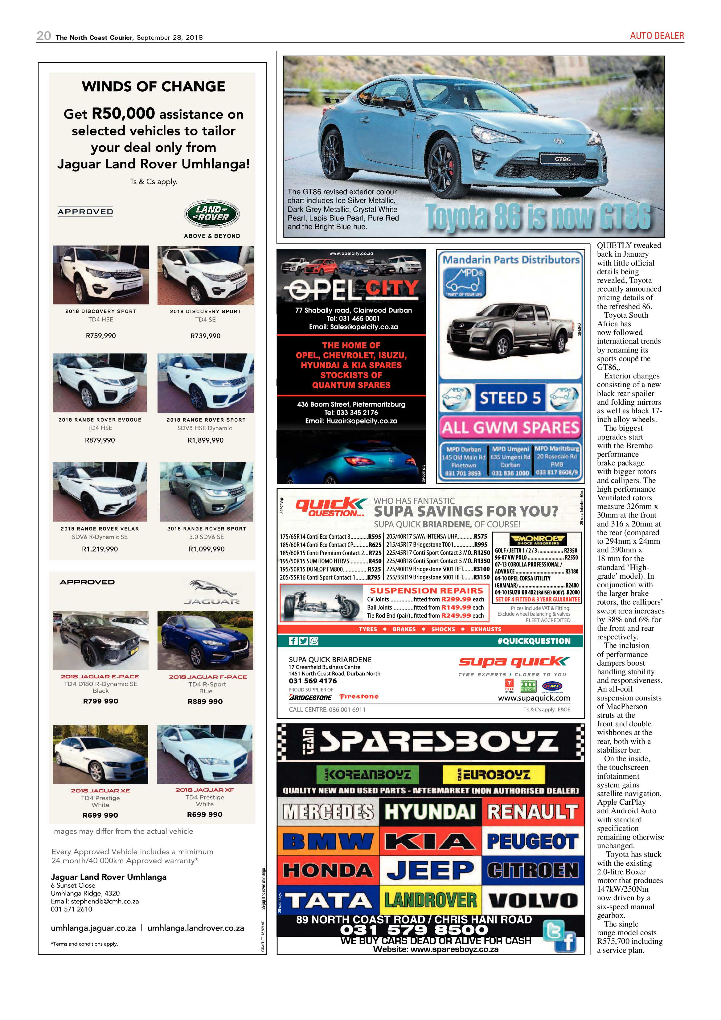 The North Coast Courier – 28 September 2018 page 20