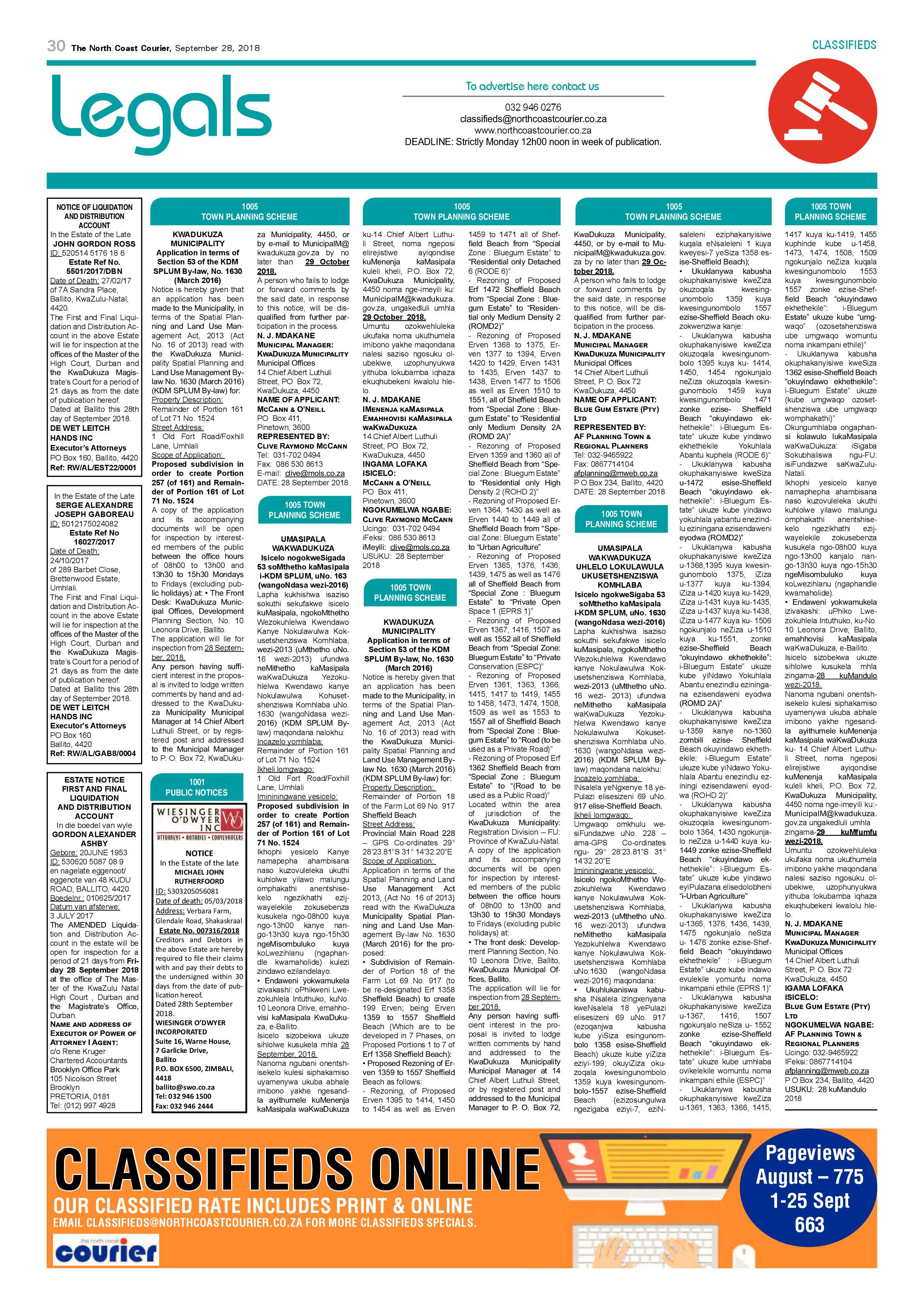 The North Coast Courier – 28 September 2018 page 30