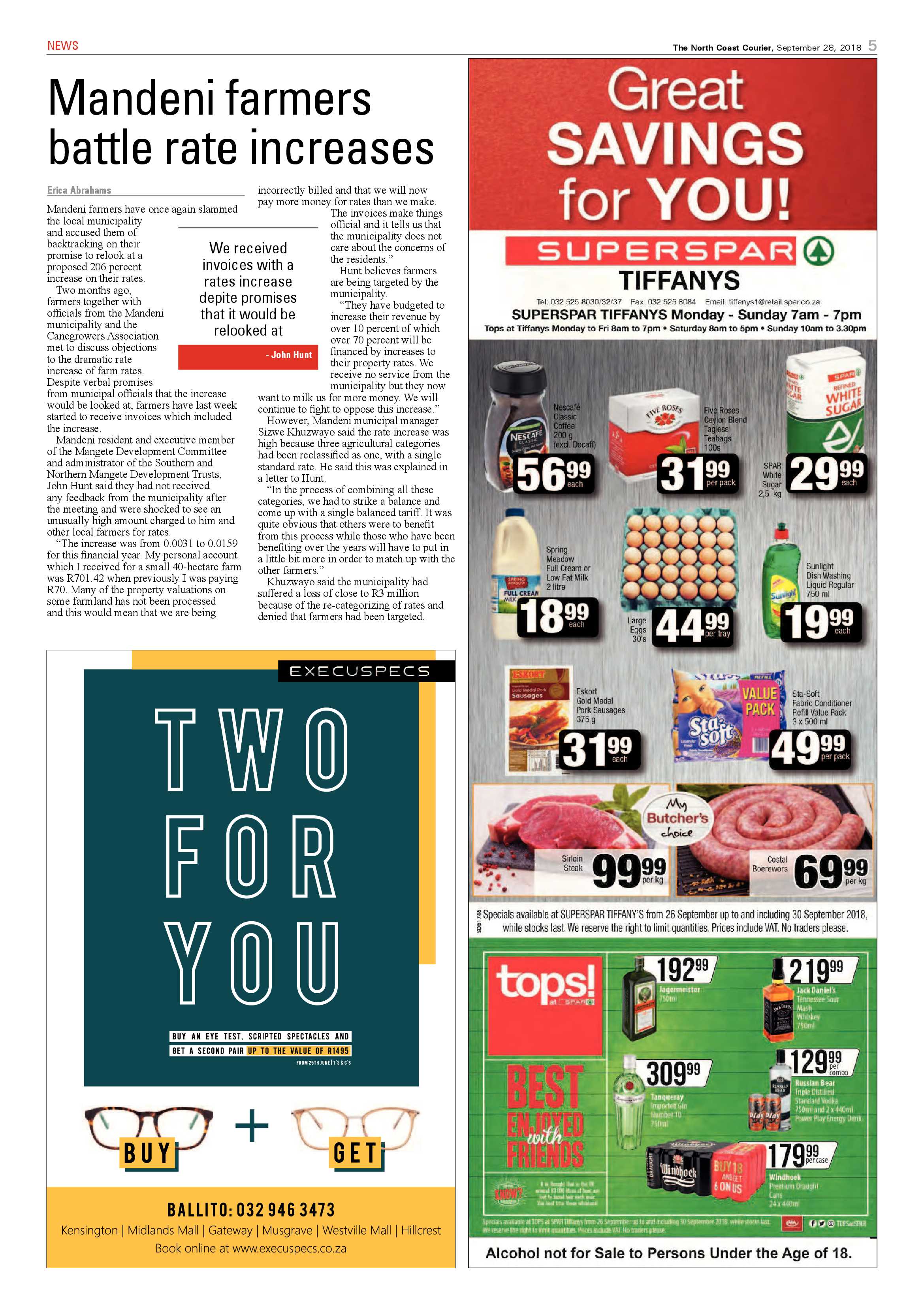The North Coast Courier – 28 September 2018 page 5
