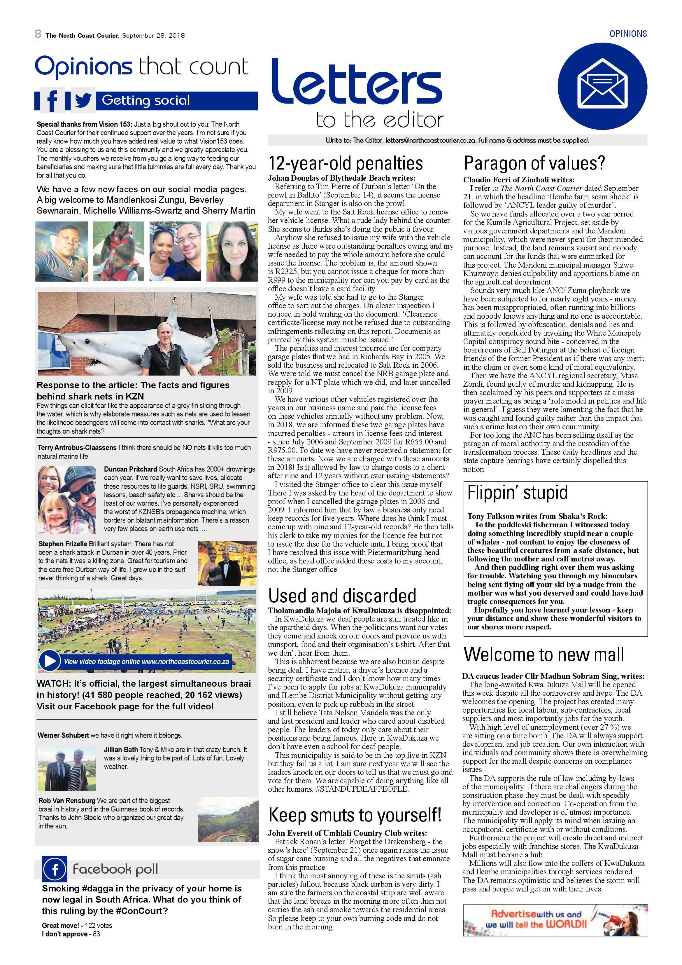 The North Coast Courier – 28 September 2018 page 8