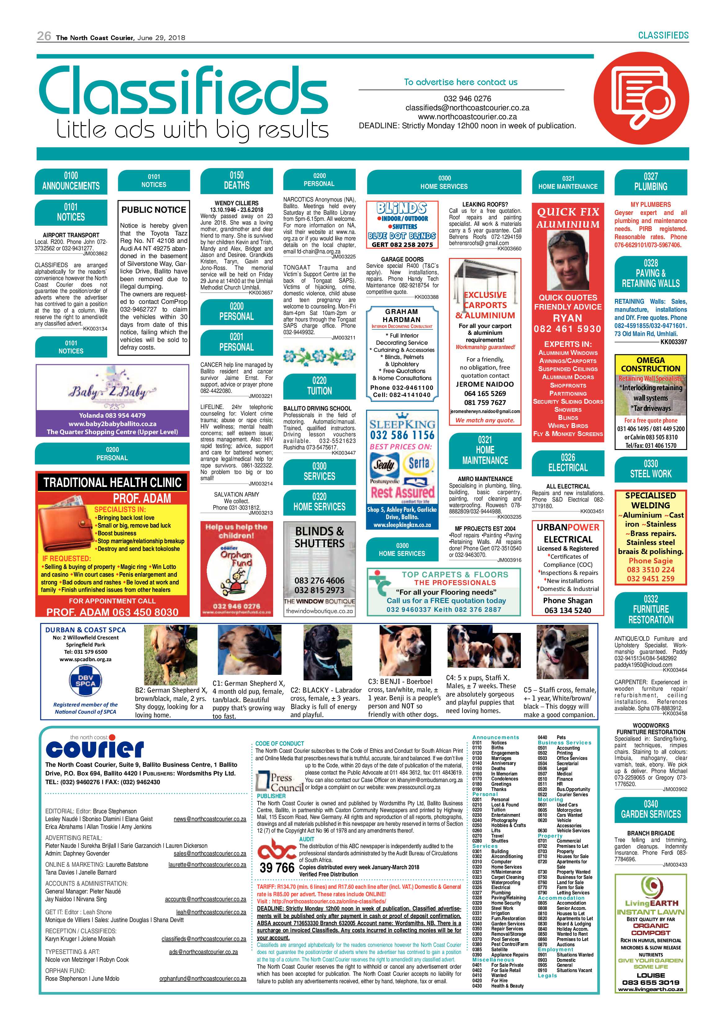 The North Coast Courier – 29 June 2018 page 26