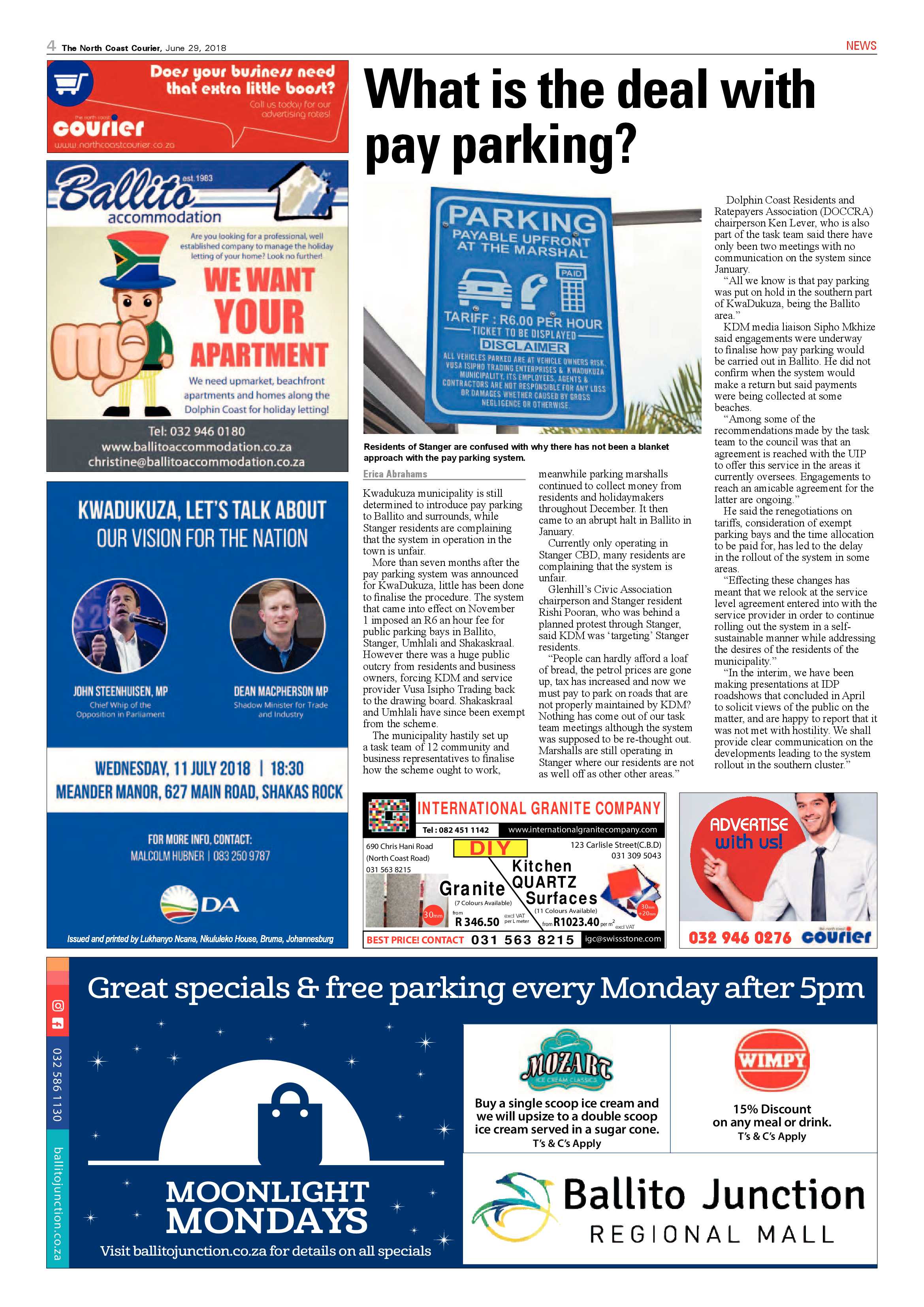 The North Coast Courier – 29 June 2018 page 4