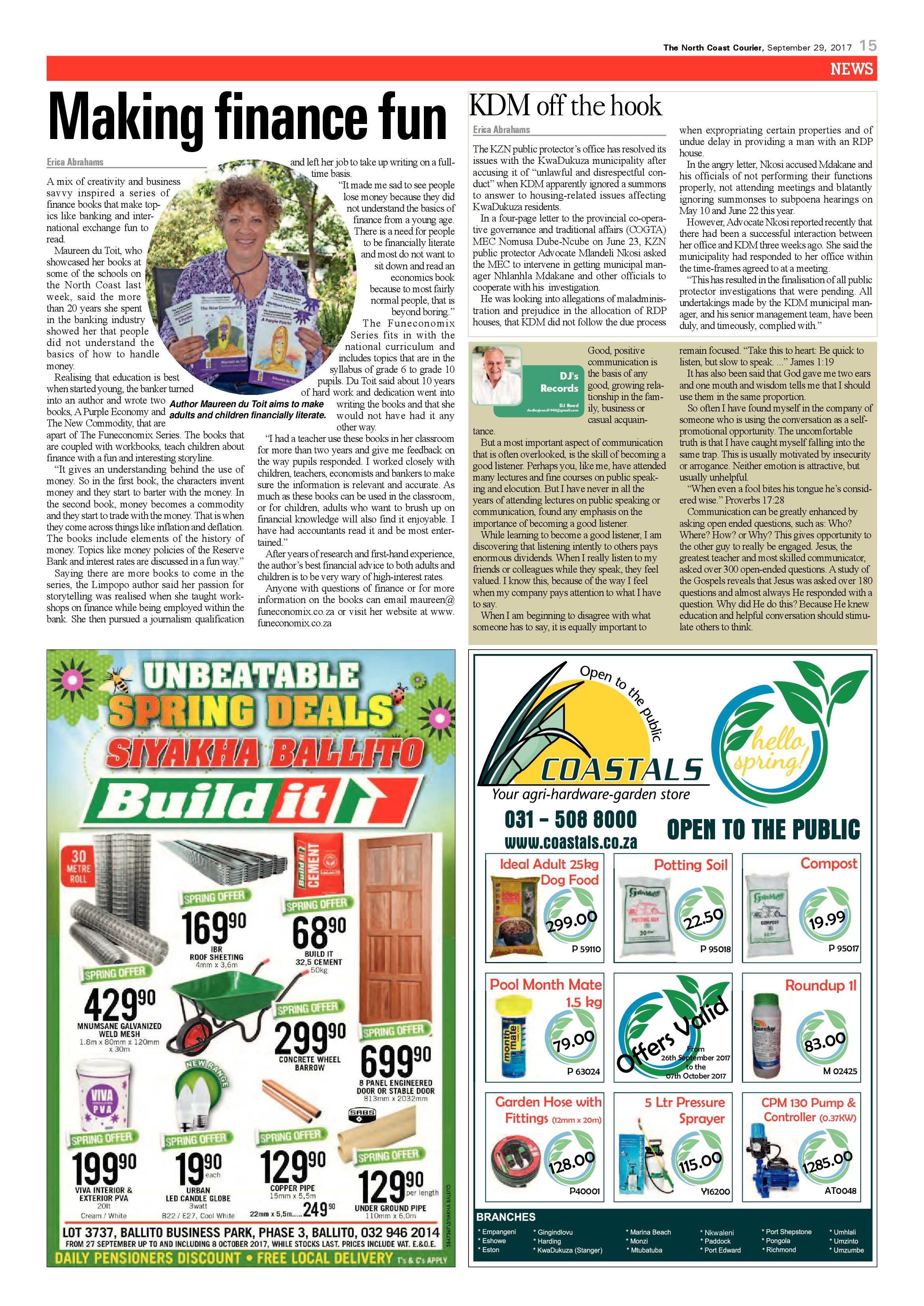 The North Coast Courier – 29 September 2017 page 15