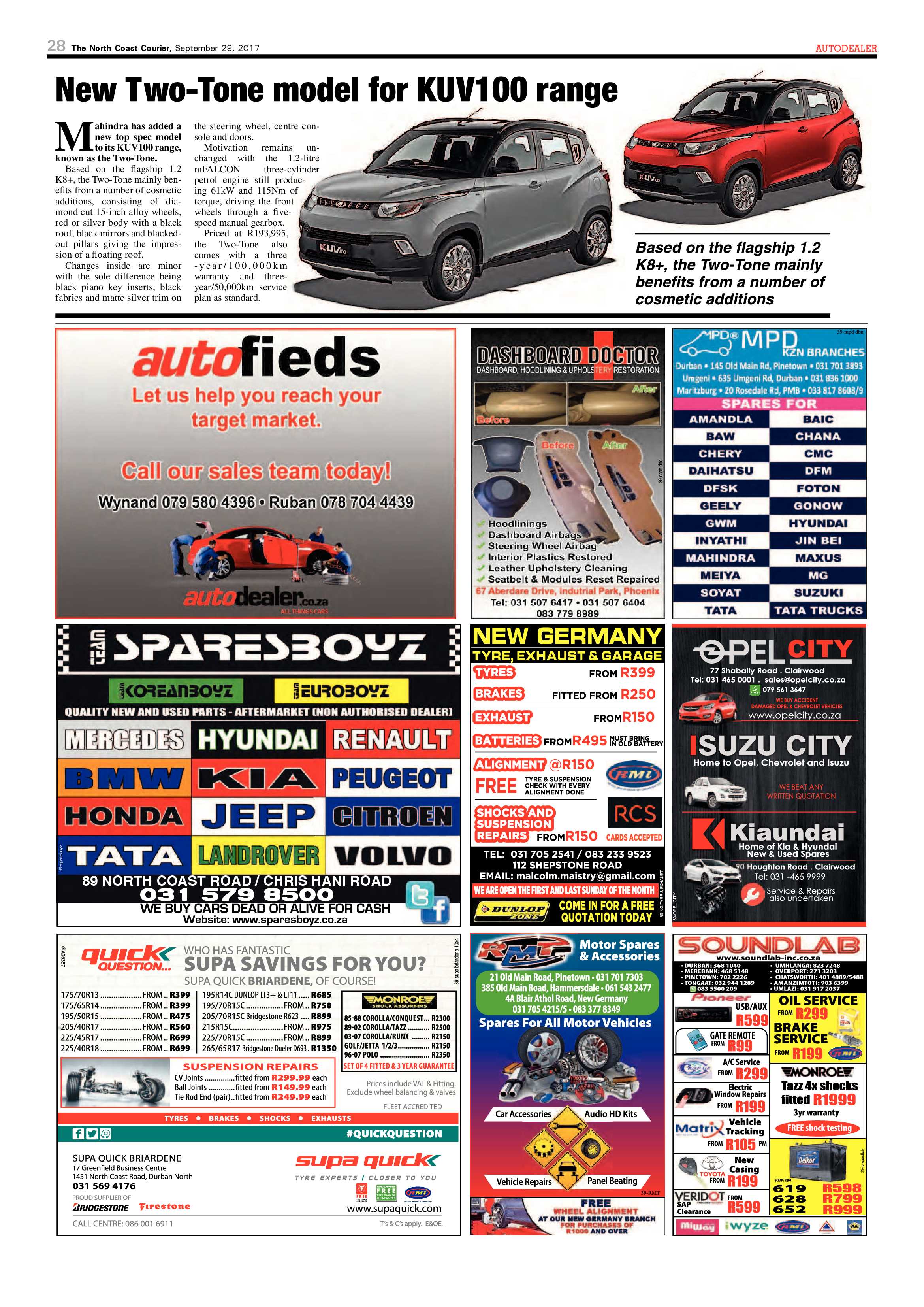 The North Coast Courier – 29 September 2017 page 28