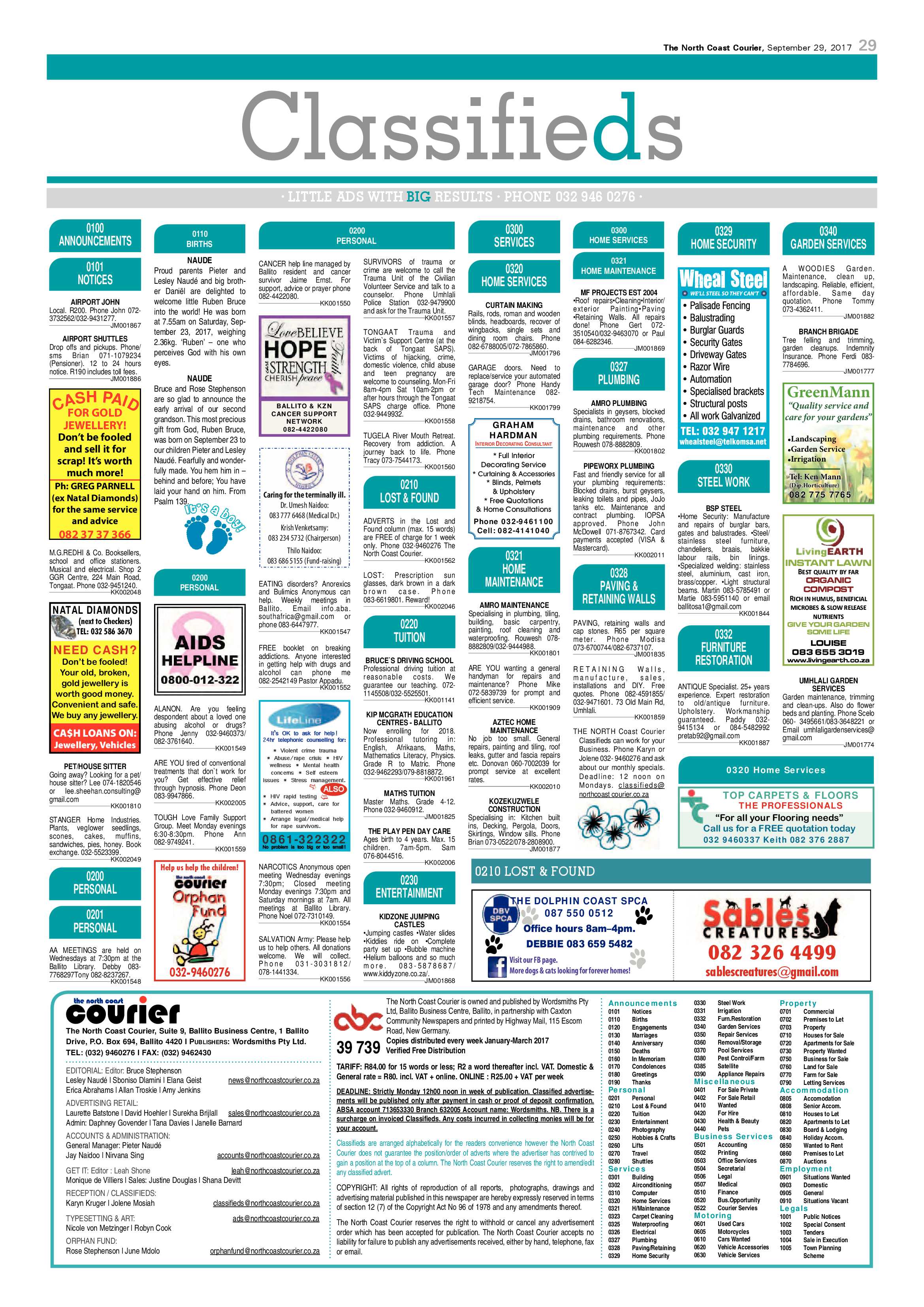 The North Coast Courier – 29 September 2017 page 29