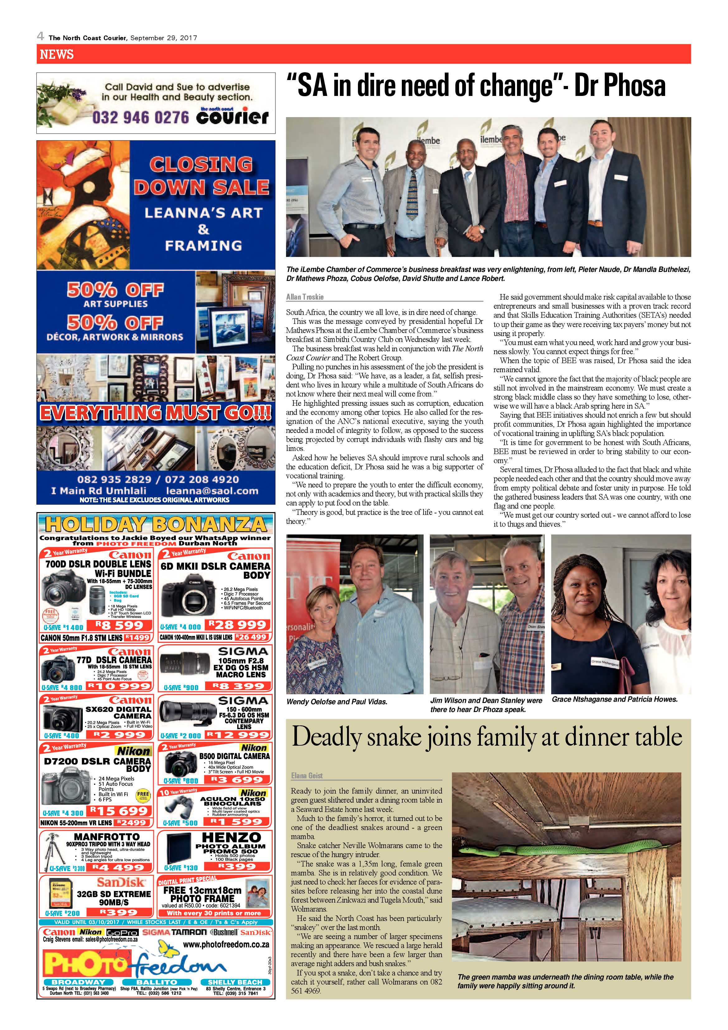 The North Coast Courier – 29 September 2017 page 4