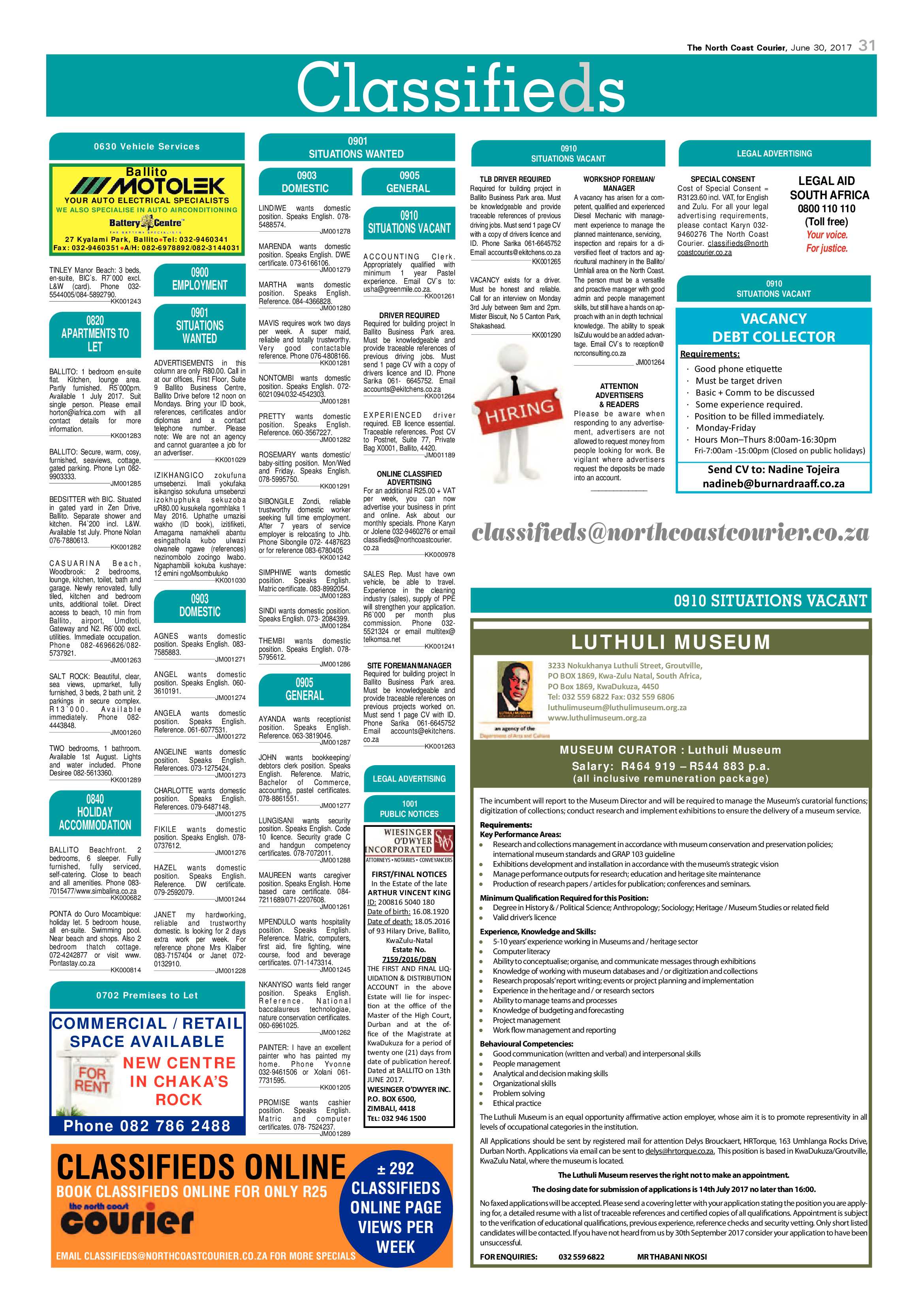 The North Coast Courier – 30 June 2017 page 31