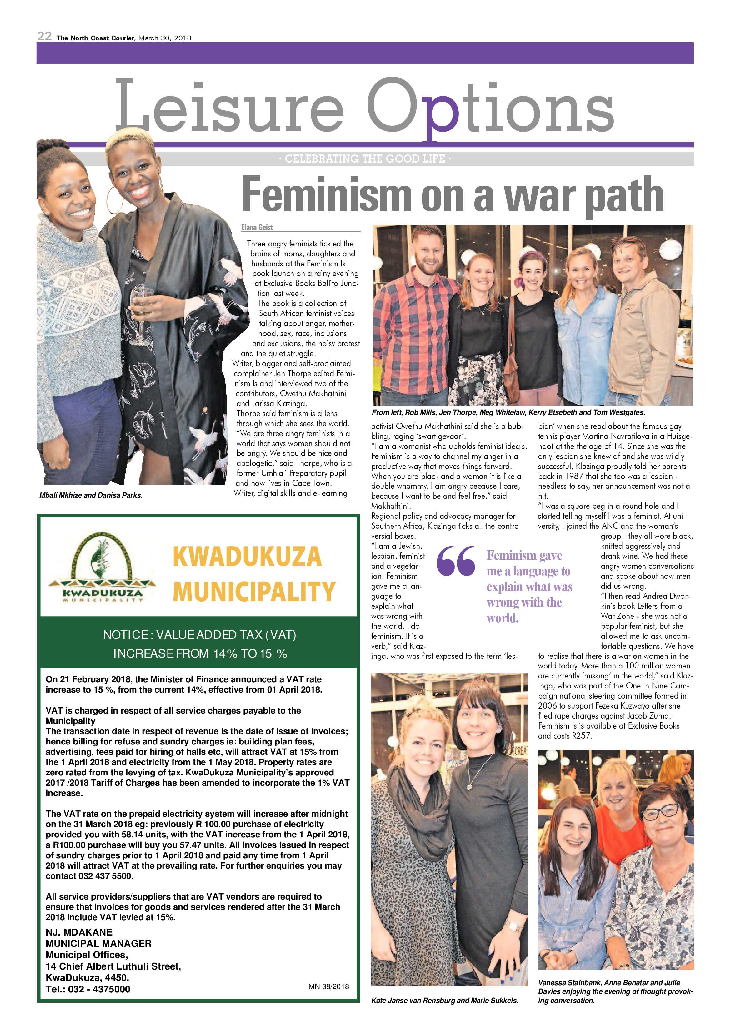 The North Coast Courier – 30 March 2018 page 22