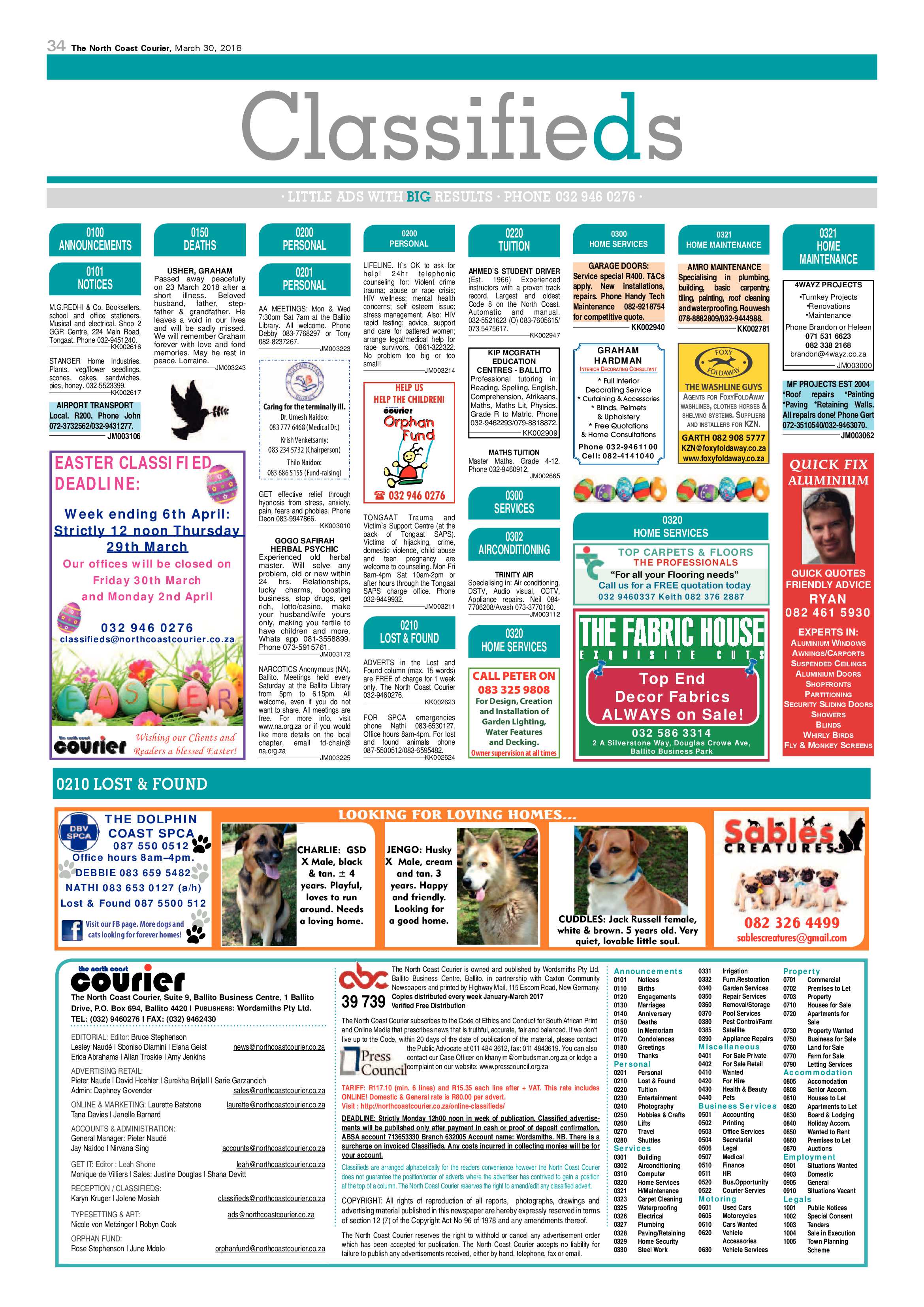 The North Coast Courier – 30 March 2018 page 34