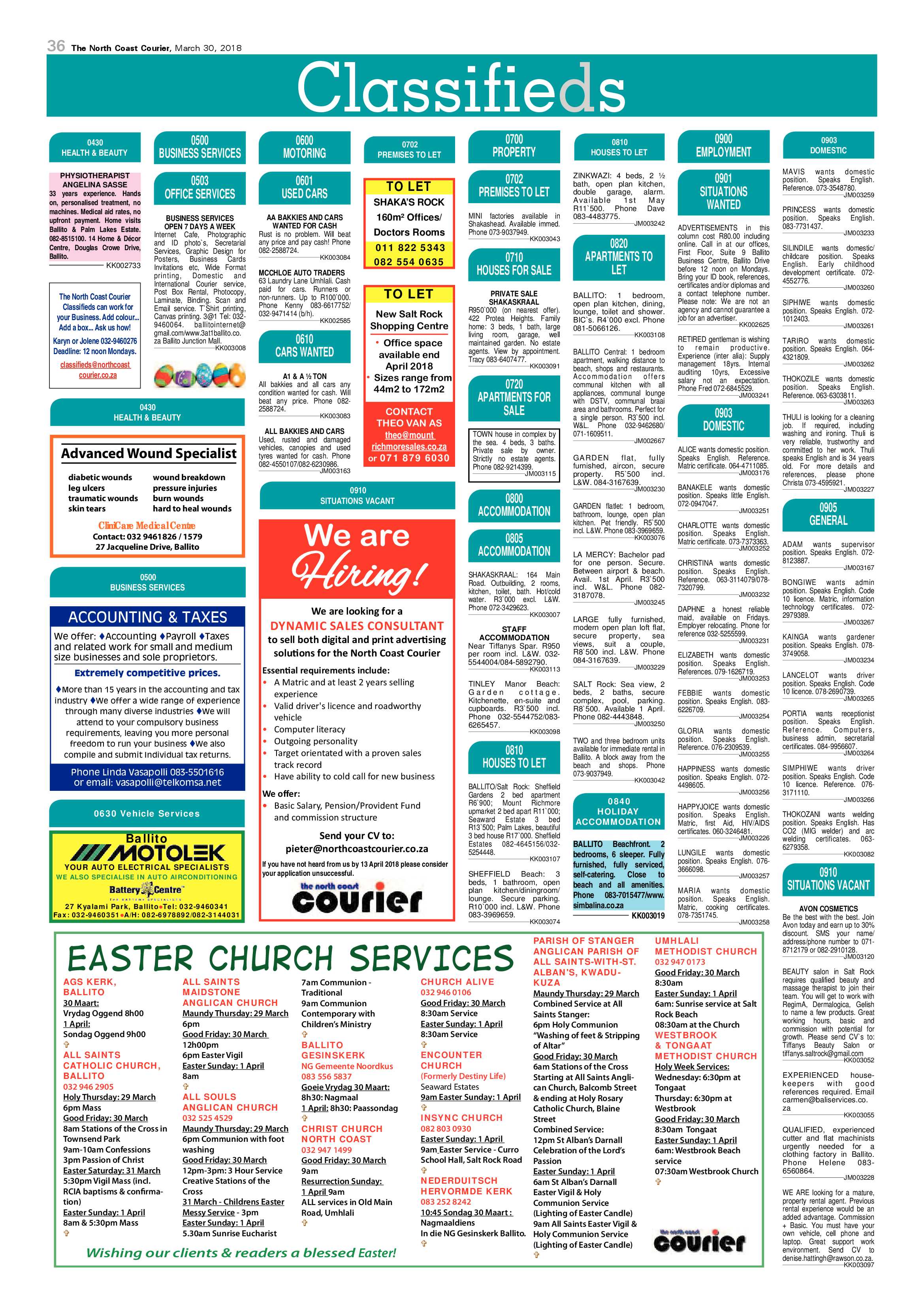 The North Coast Courier – 30 March 2018 page 36