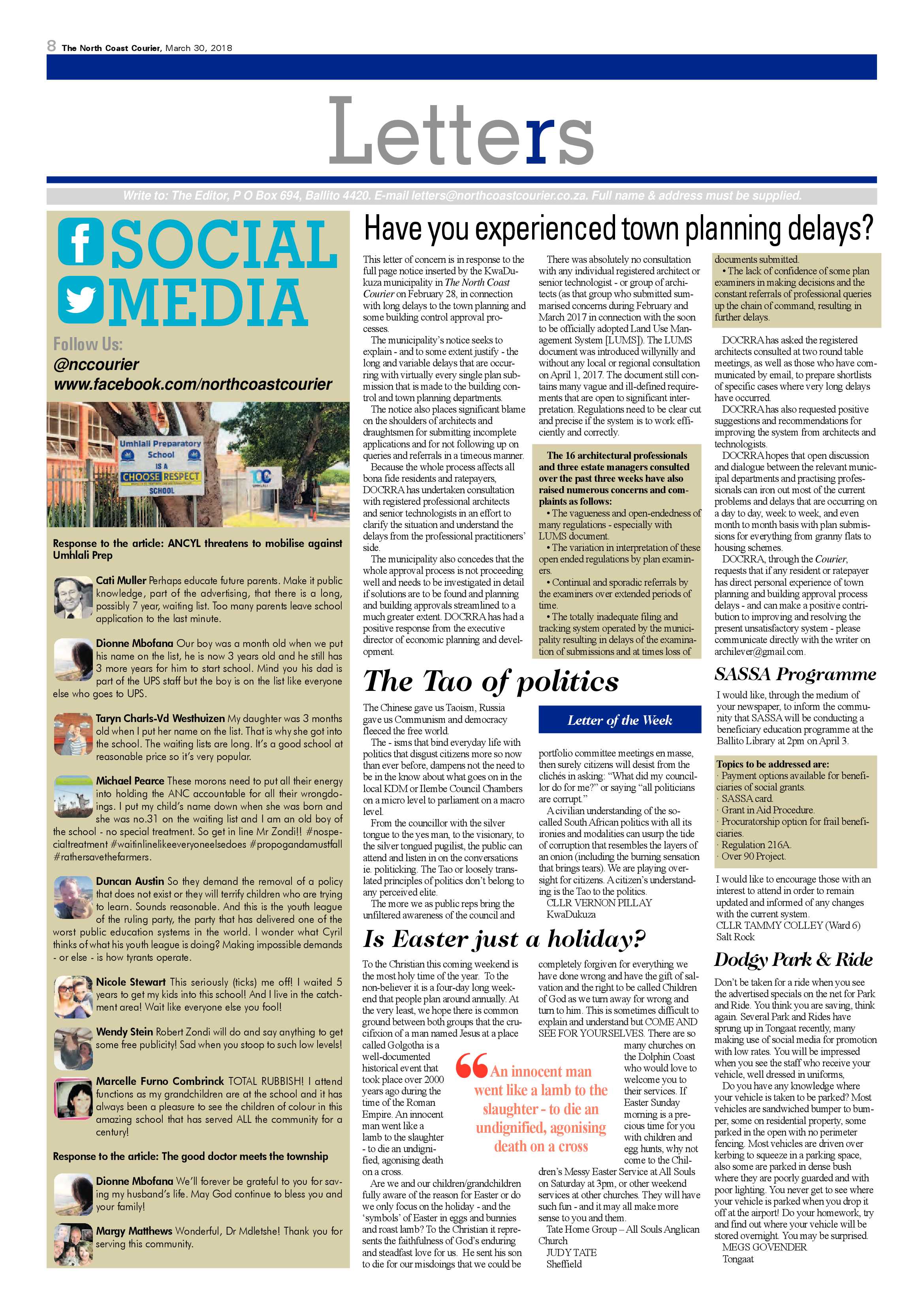 The North Coast Courier – 30 March 2018 page 8