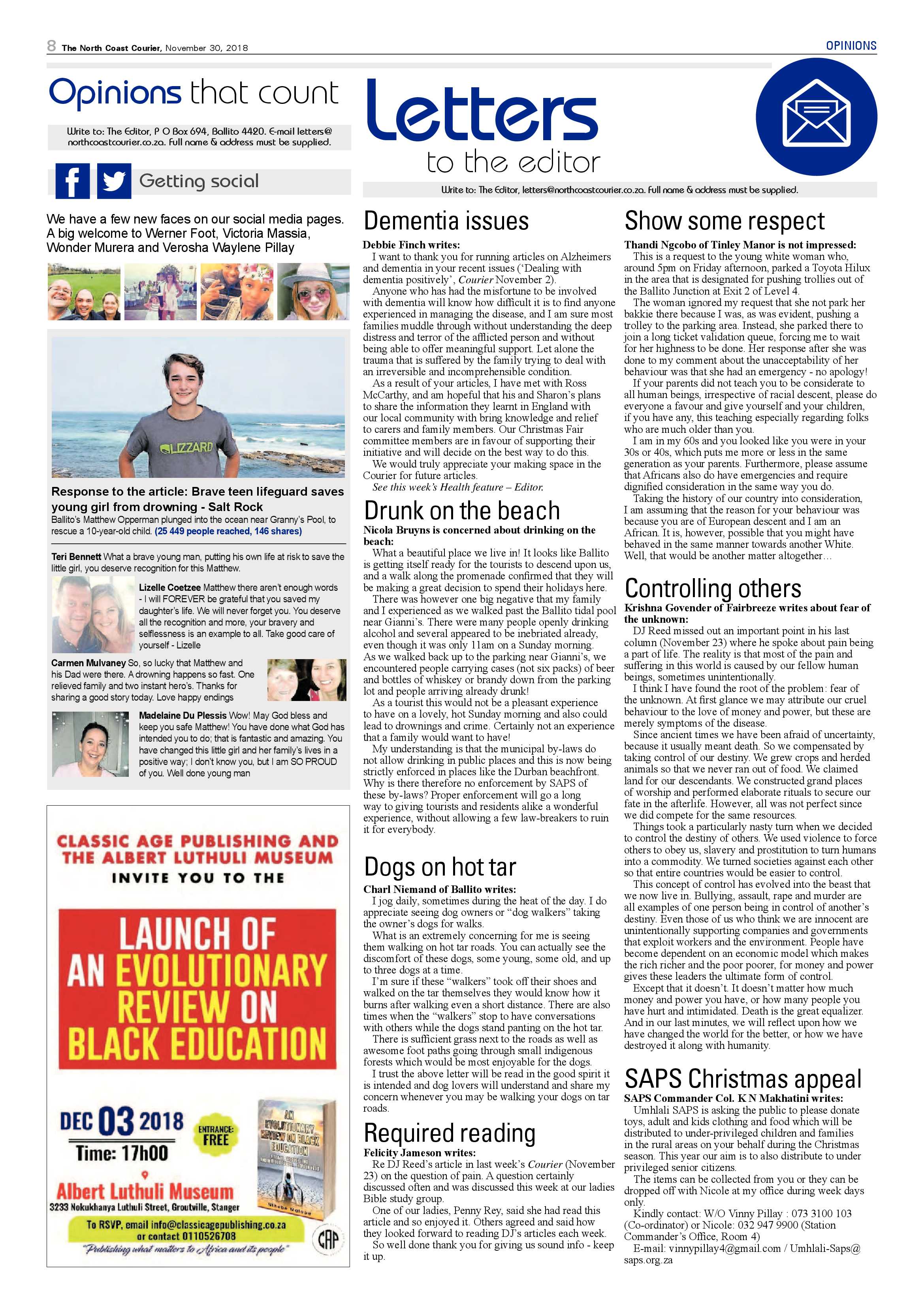 The North Coast Courier – 30 November 2018 page 8