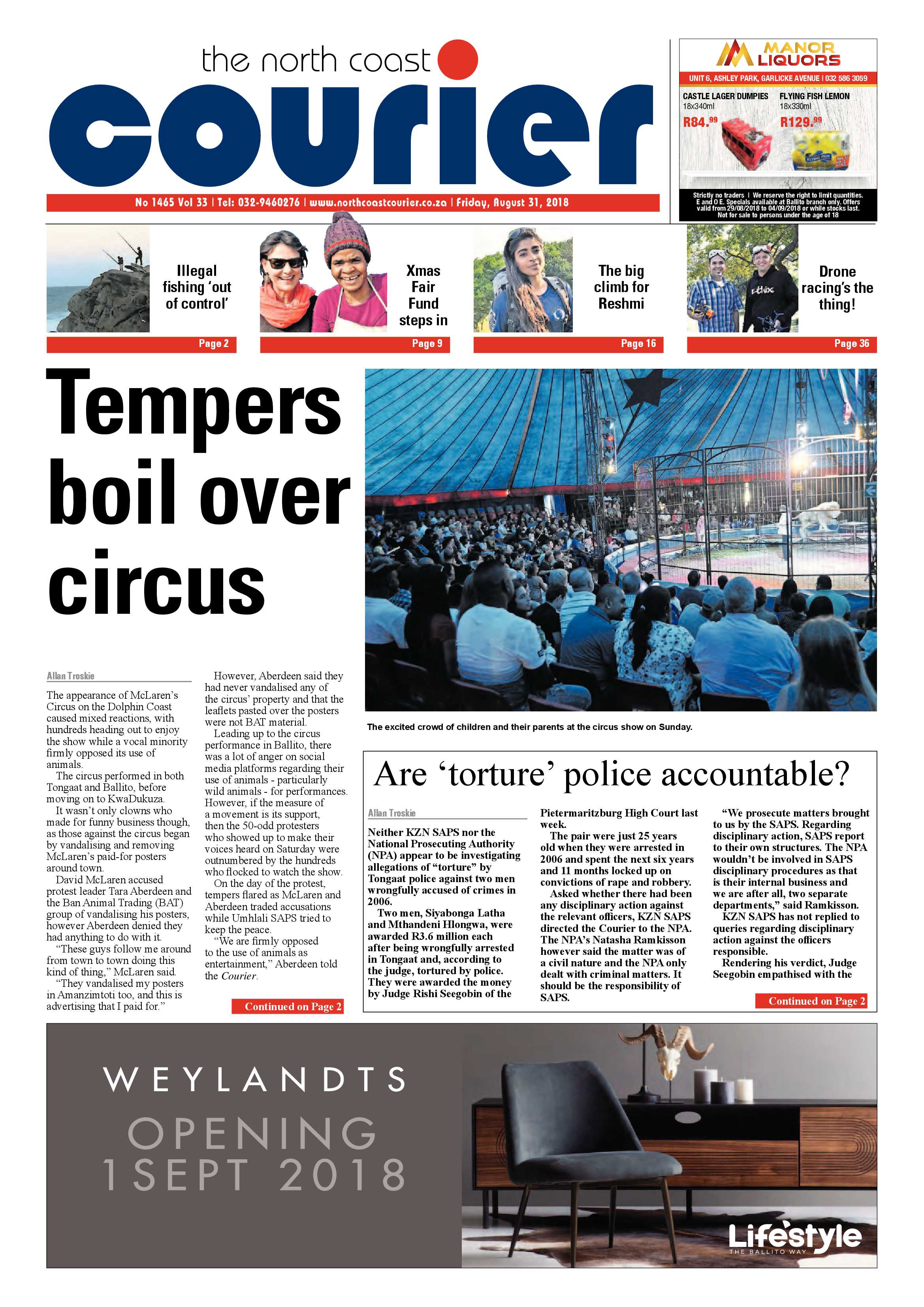 The North Coast Courier – 31 August 2018 page 1