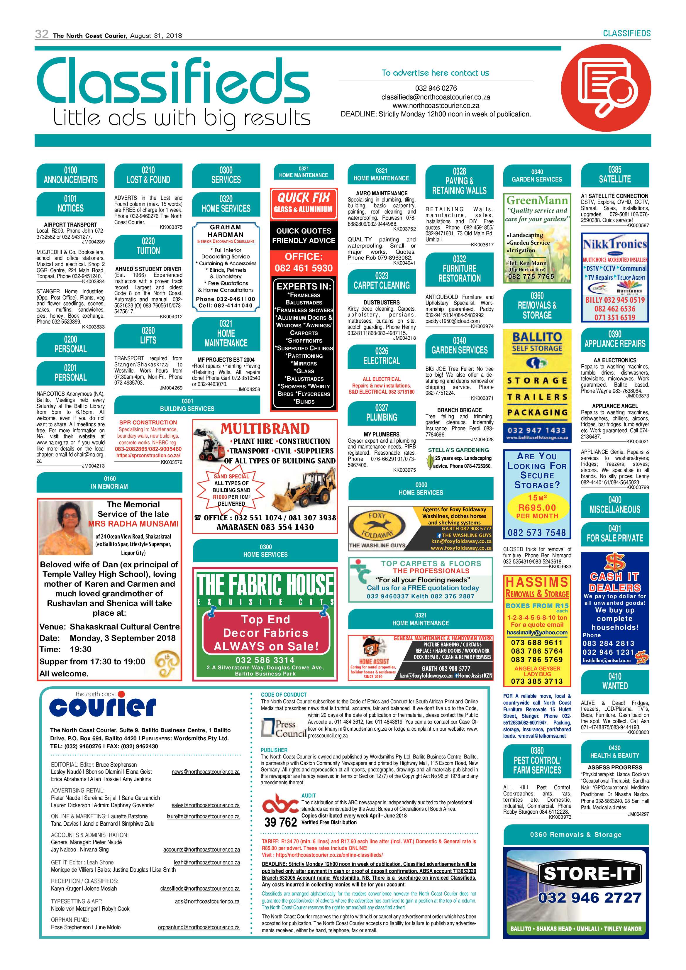 The North Coast Courier – 31 August 2018 page 32