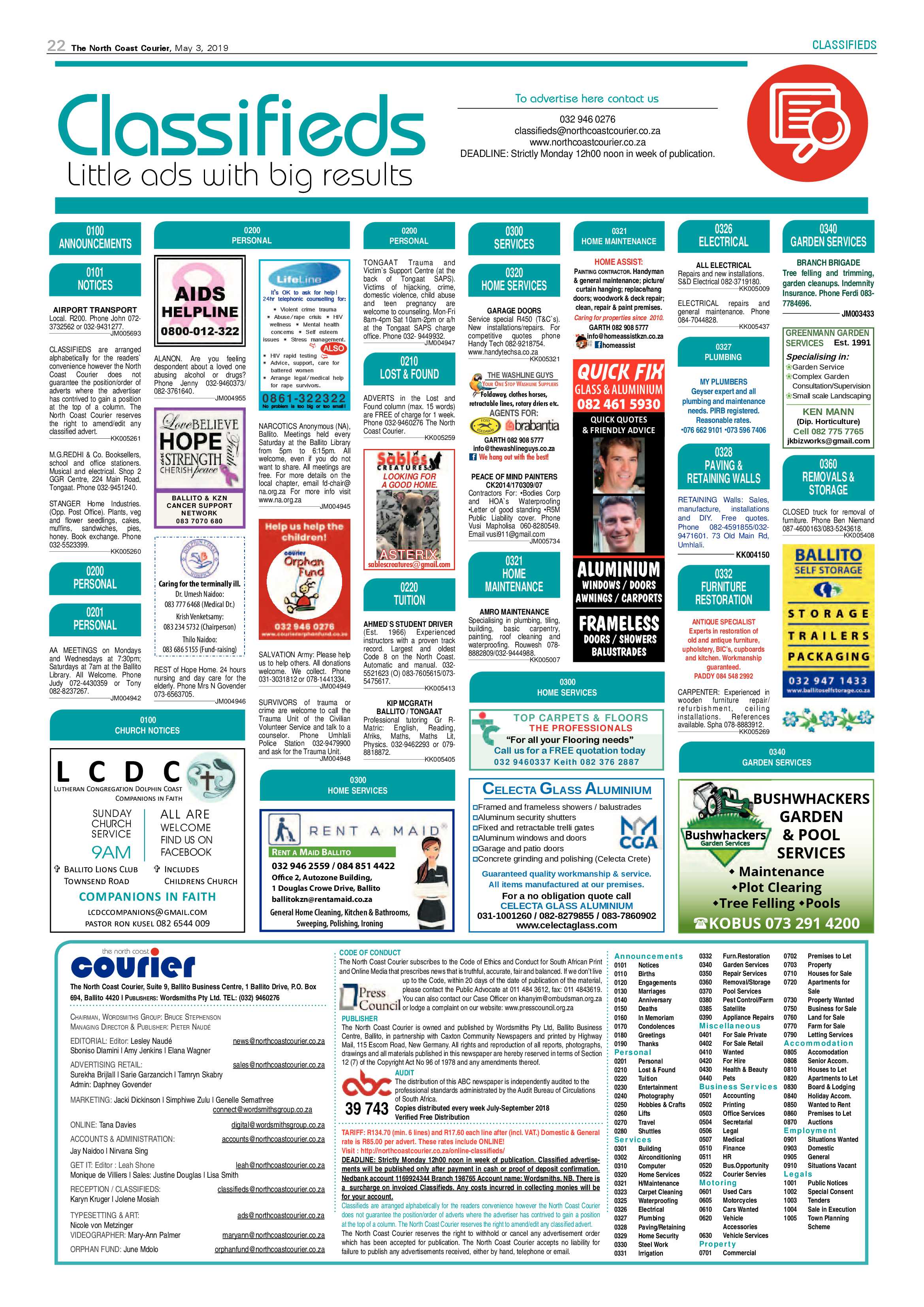 The North Coast Courier – 3 May 2019 page 22