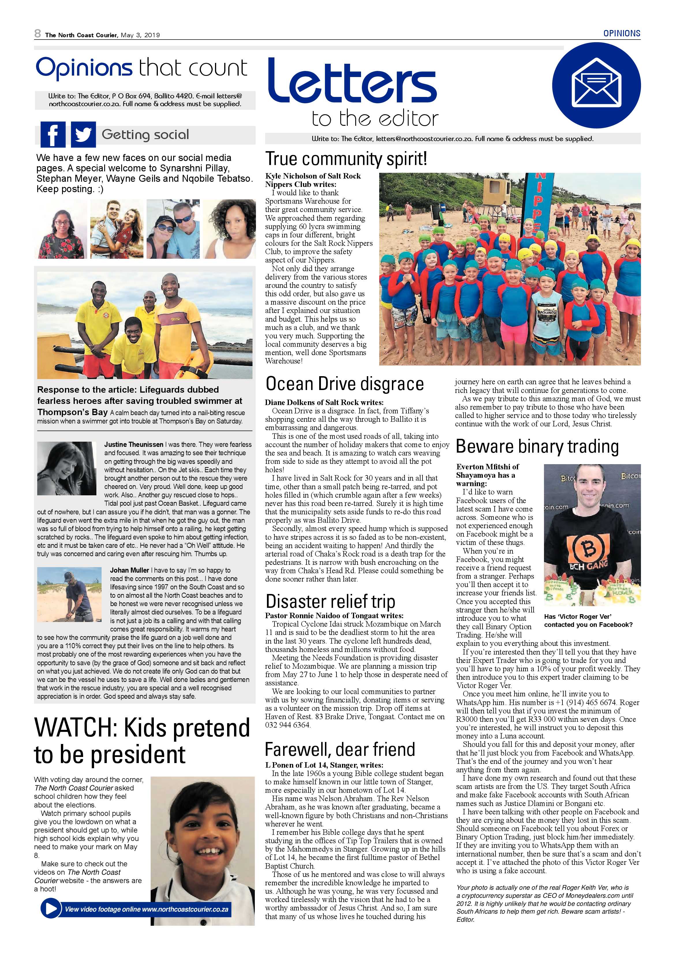 The North Coast Courier – 3 May 2019 page 8
