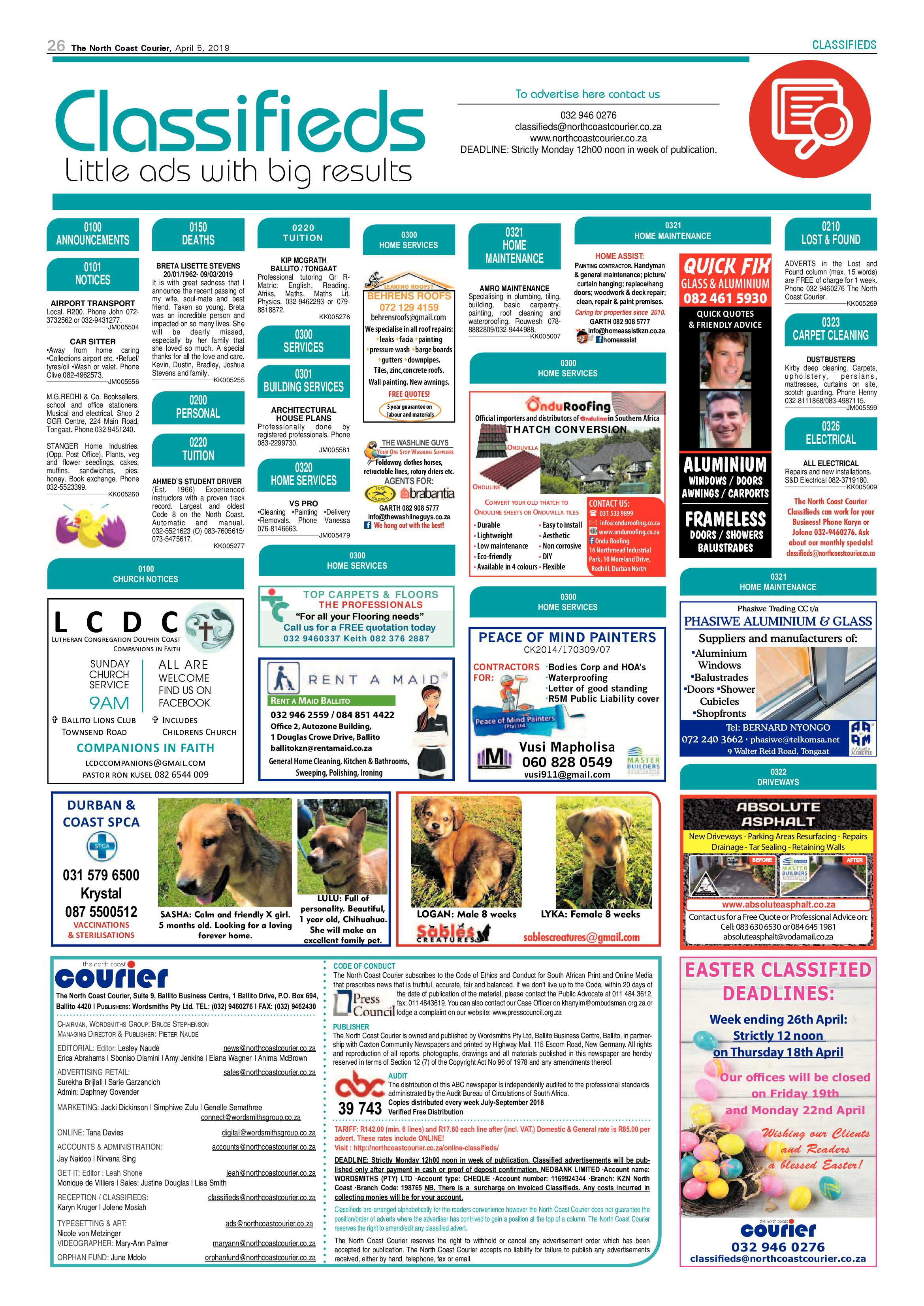 The North Coast Courier – 5 April 2019 page 26
