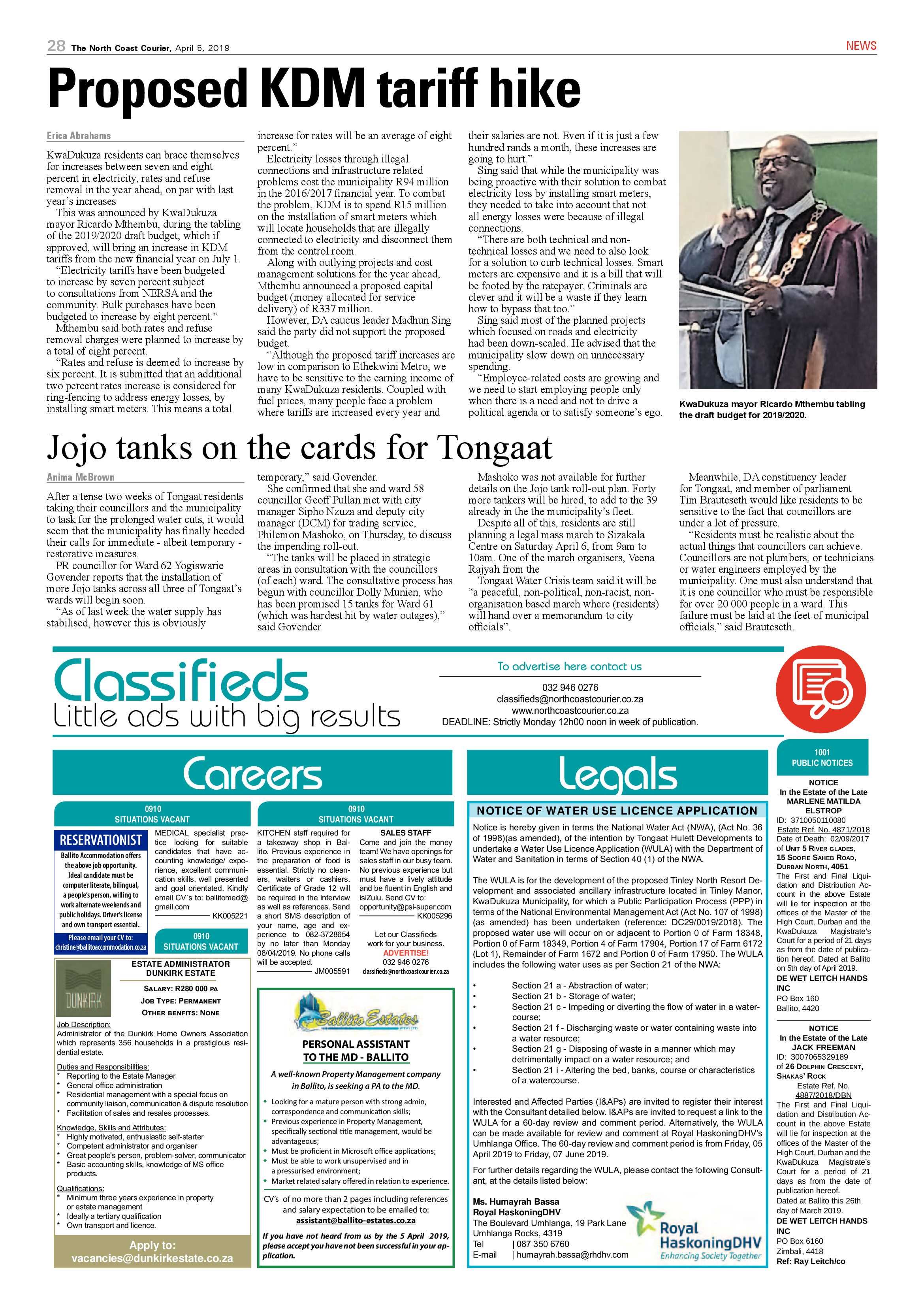 The North Coast Courier – 5 April 2019 page 28